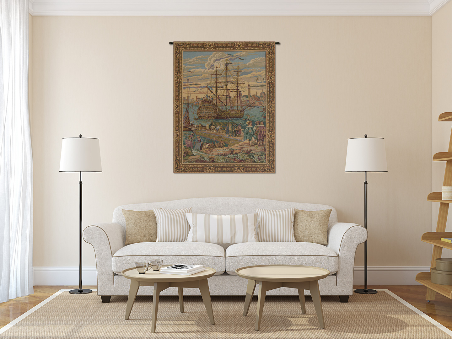 Francesco Guardi Galleon Guardi Decorative Tapestry Wall Hanging 26 x 21 in