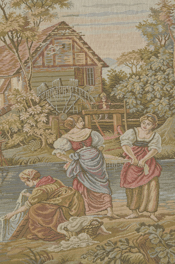 Francois Boucher Washing Day at the Mill Tapestry Wall Hanging 25 x 40 in Jacquard Woven French Pastoral Wall Art