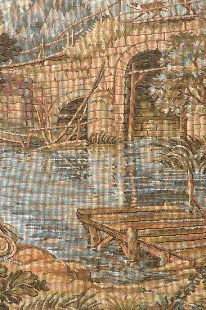 Francois Boucher Fishing at the Lake Tapestry Wall Hanging 33 x 21 in Jacquard Woven French Country Wall Art