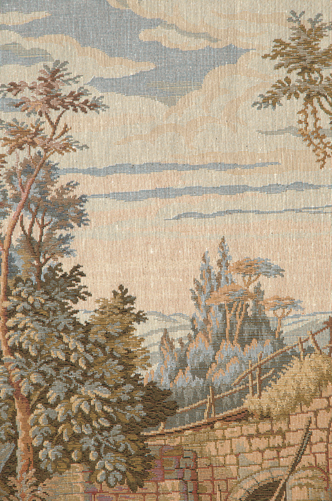 Francois Boucher Fishing at the Lake Tapestry Wall Hanging 33 x 21 in Jacquard Woven French Country Wall Art