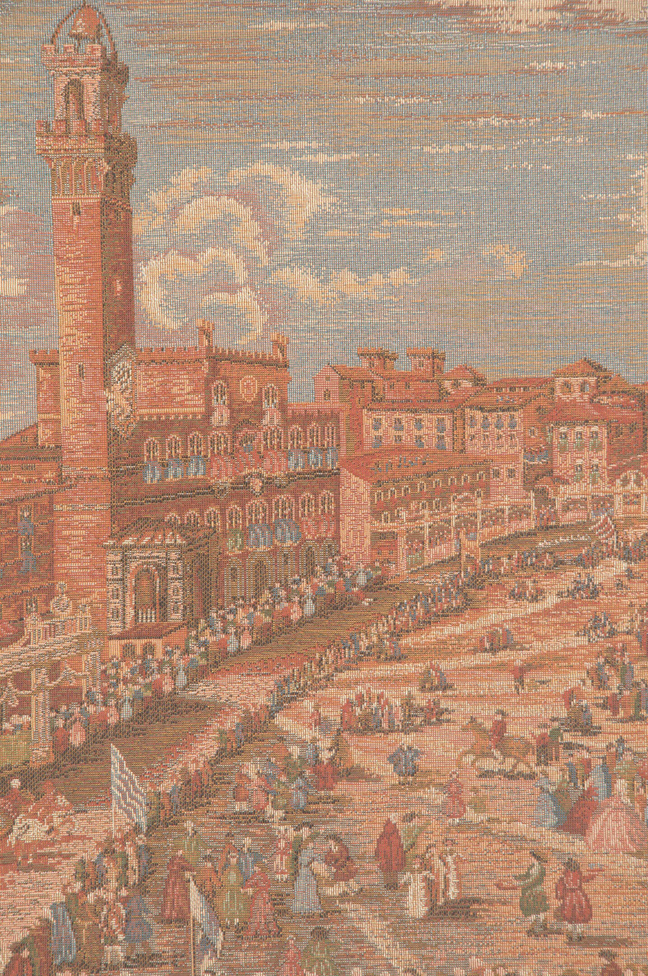 Siena Town Square Tapestry Wall Hanging 16 x 25 in Italian Tuscany Cityscape Jacquard Woven Wall Art European Decor