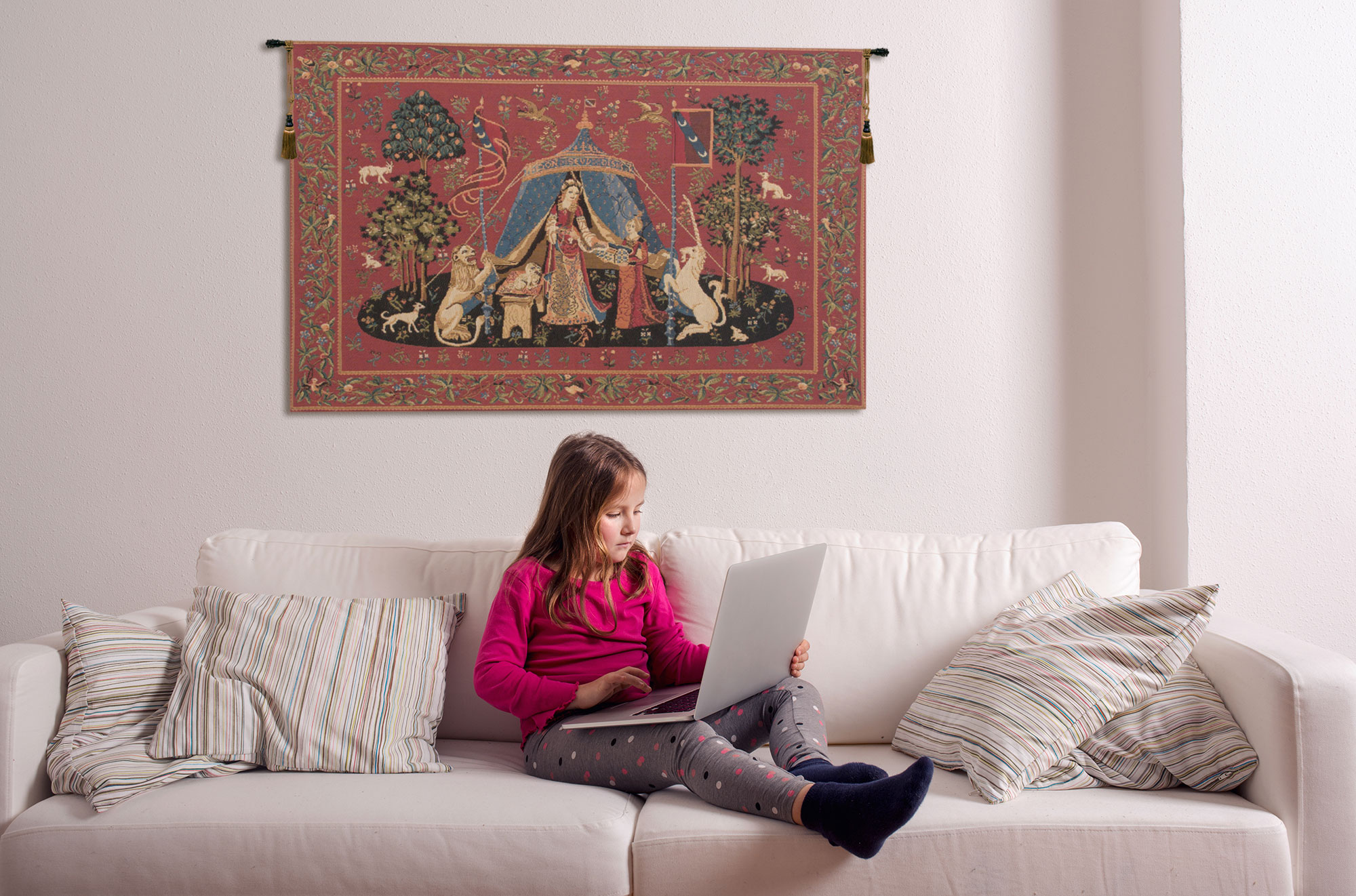Medieval Desire A Mon Seul Desir Vintage Tapestry Wall Hanging 18 x 28 in