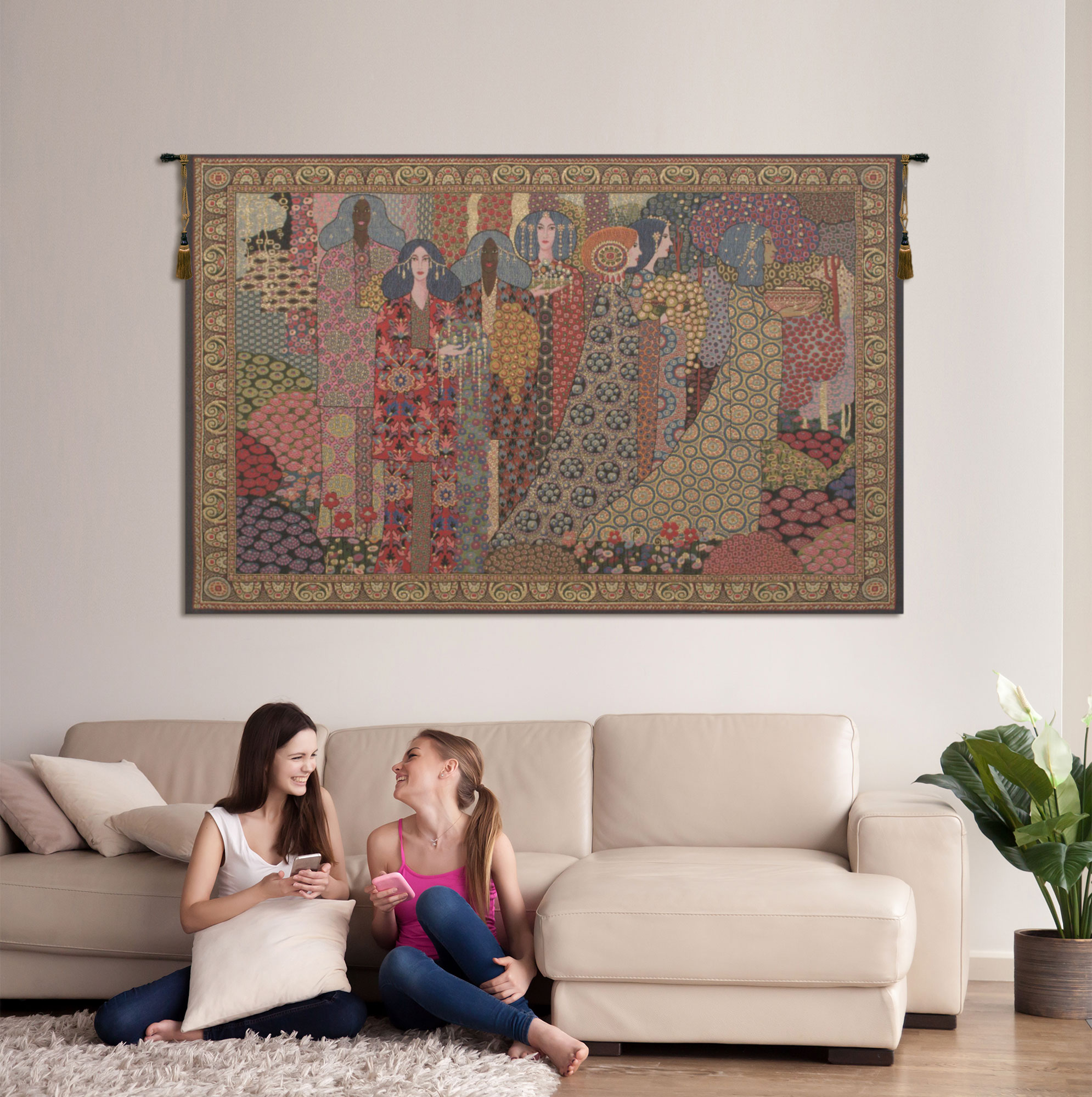 Vittorio Zecchin Aladin Decorative Tapestry Wall Hanging 26 x 34 in Art Deco Oriental Jacquard Woven Wall Art Home Decor