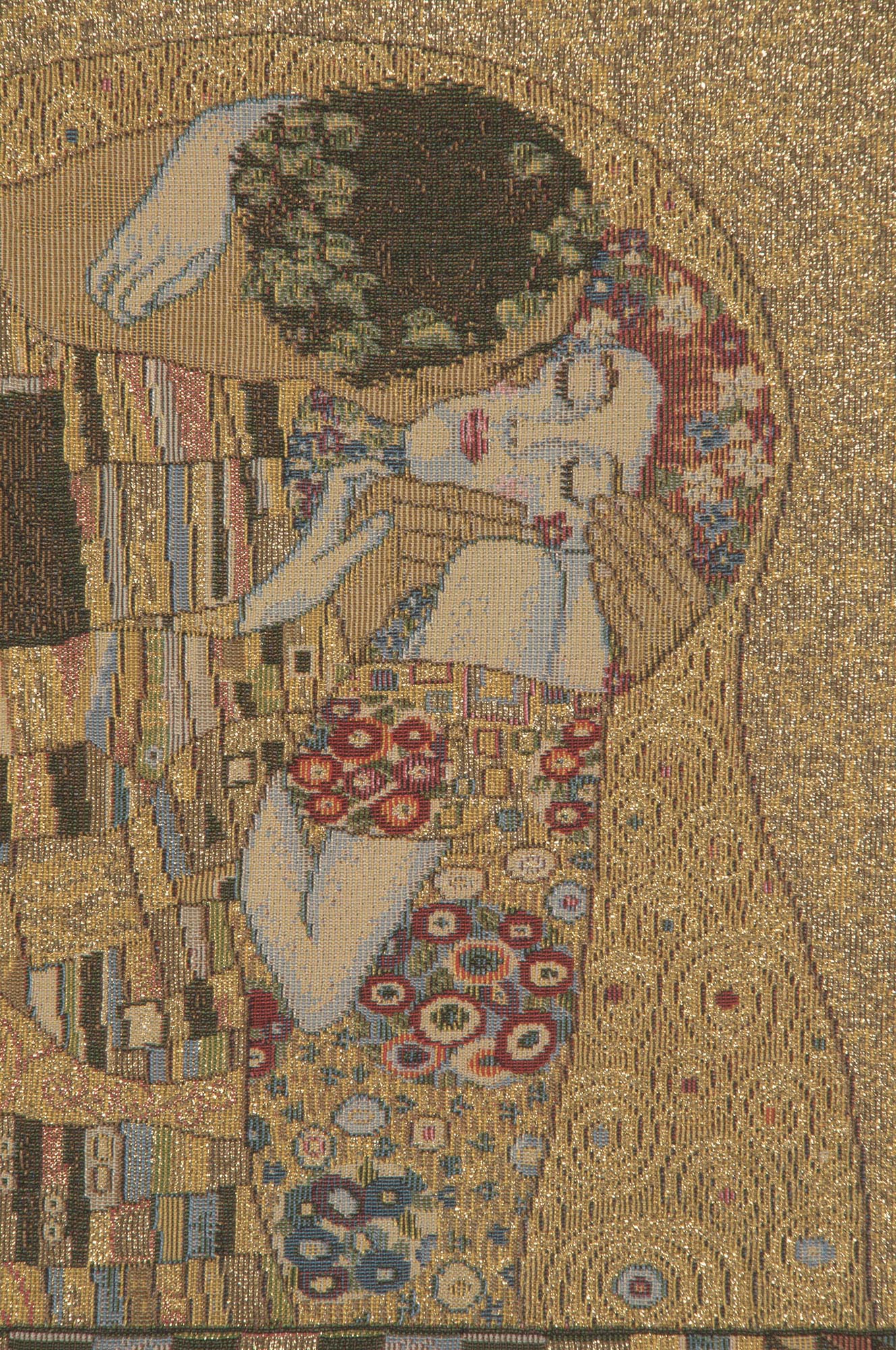 Gustav Klimt The Kiss Tapestry Pillow Cover 18x18 Inch Cotton Jacquard Woven Cushion Cover