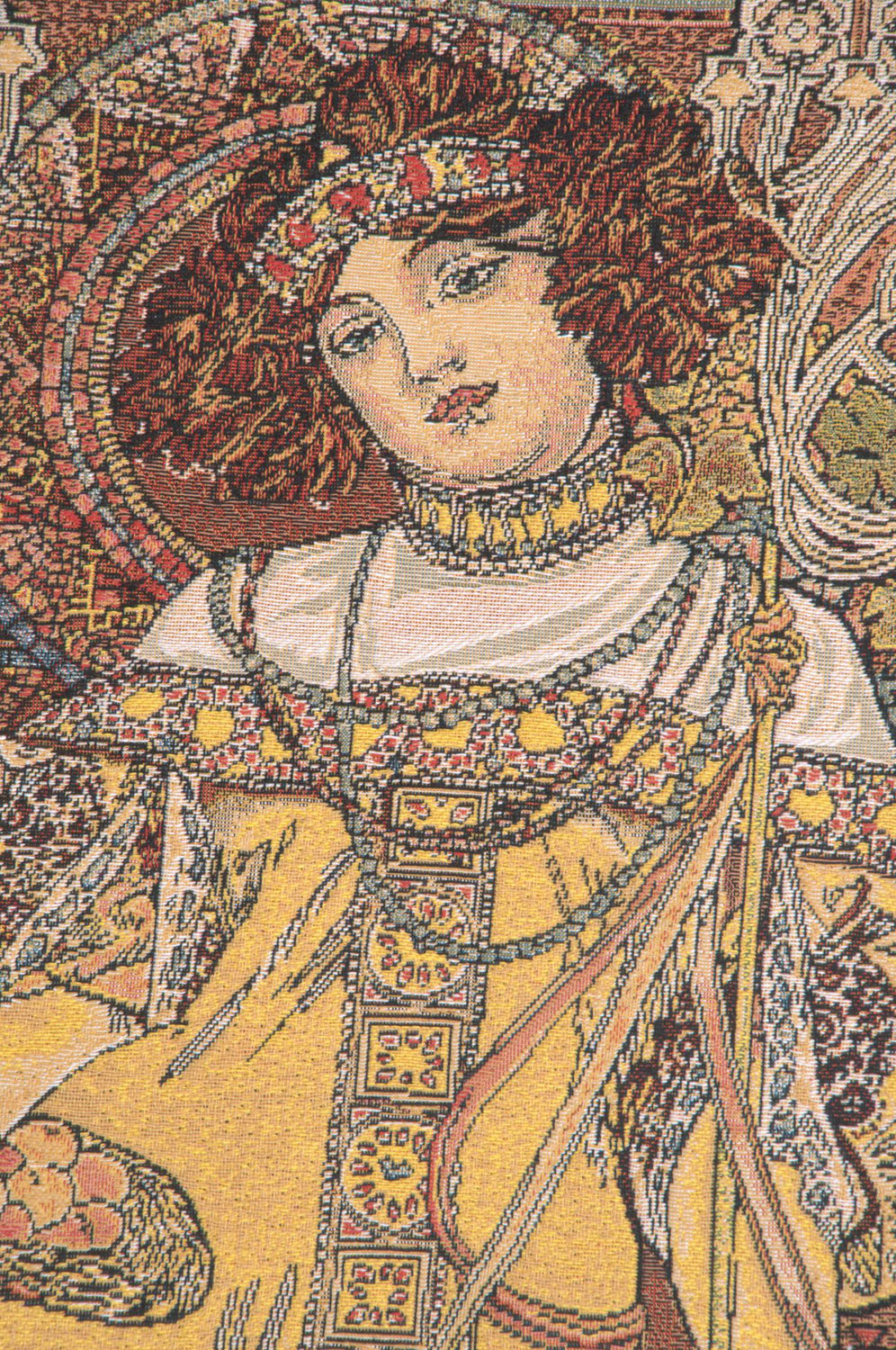 Alphonse Mucha Autumn Tapestry Wall Hanging 39 x 18 in Art Nouveau Seasonal Woman Jacquard Woven Wall Art Home Decor