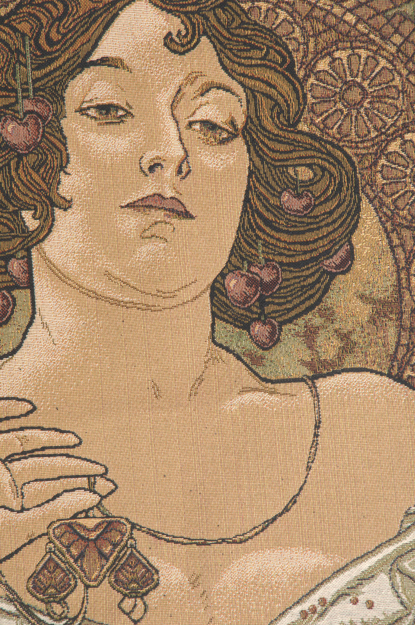 Alphonse Mucha Mucha Rubis Tapestry Wall Hanging 42 x 19 in Art Nouveau Woman Ruby Gemstone Jacquard Woven Wall Art