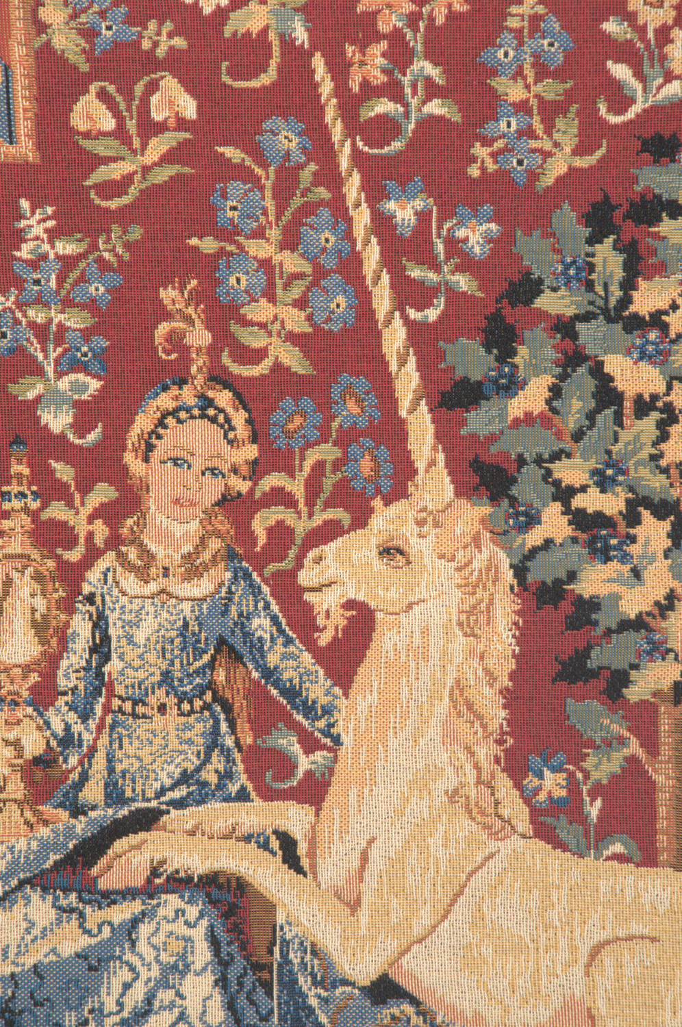 Medieval Sight Vue Vintage Tapestry Wall Hanging 26 x 34 in Lady and Unicorn Five Senses Jacquard Woven Wall Art