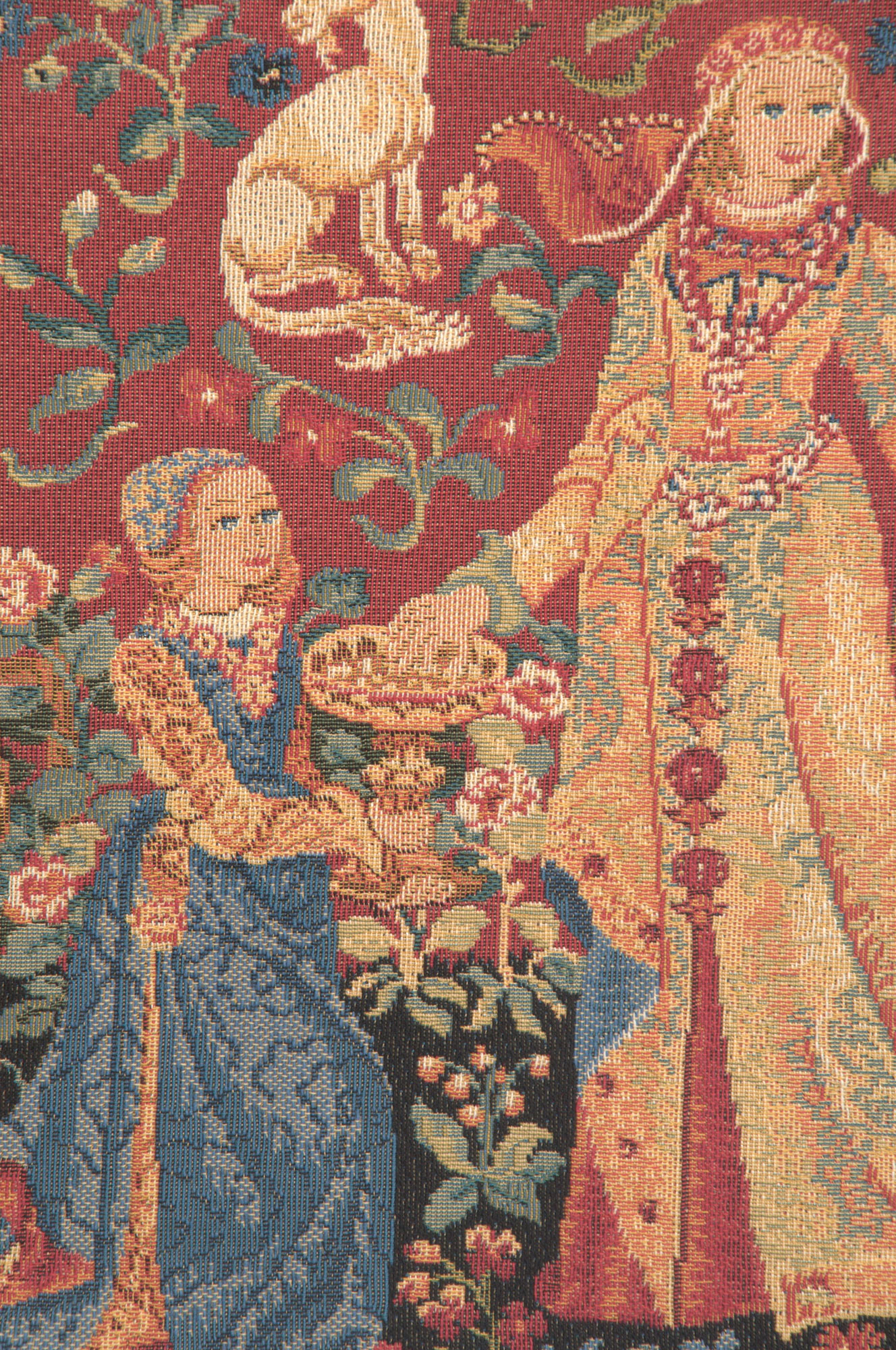 Medieval Taste Le Gout Vintage Tapestry Wall Hanging 18 x 23 in Lady and Unicorn Five Senses Jacquard Woven Wall Art