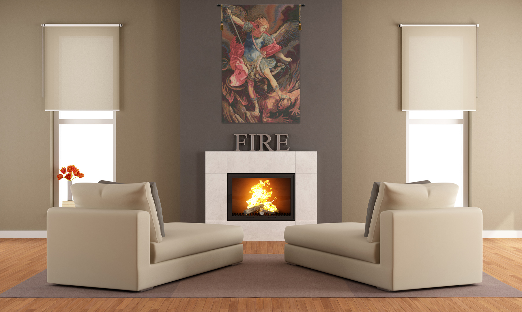 Guido Reni St. Michele Arcangelo Italian Tapestry Wall Hanging 18x12 Inch Cotton Jacquard Woven Wall Tapestry