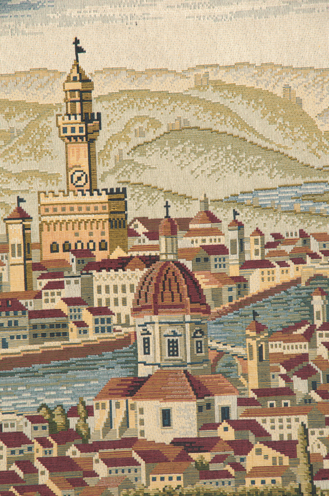 Florence Ancient Map Italian Tapestry Wall Hanging 24x56 Inch Cotton Jacquard Woven Wall Tapestry