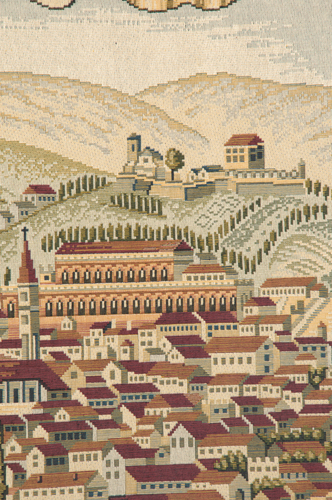 Florence Ancient Map Italian Tapestry Wall Hanging 24x56 Inch Cotton Jacquard Woven Wall Tapestry