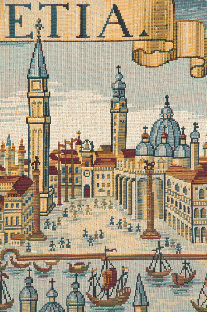Venice Ancient Map Italian Tapestry Wall Hanging 24x54 Inch Cotton Jacquard Woven Wall Tapestry