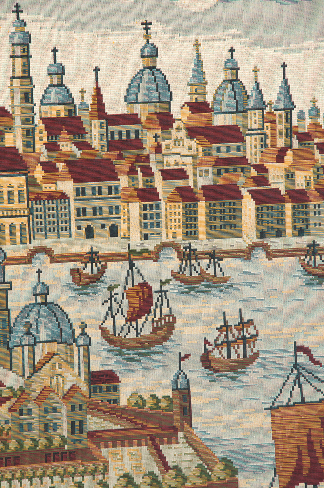 Venice Ancient Map Italian Tapestry Wall Hanging 24x54 Inch Cotton Jacquard Woven Wall Tapestry