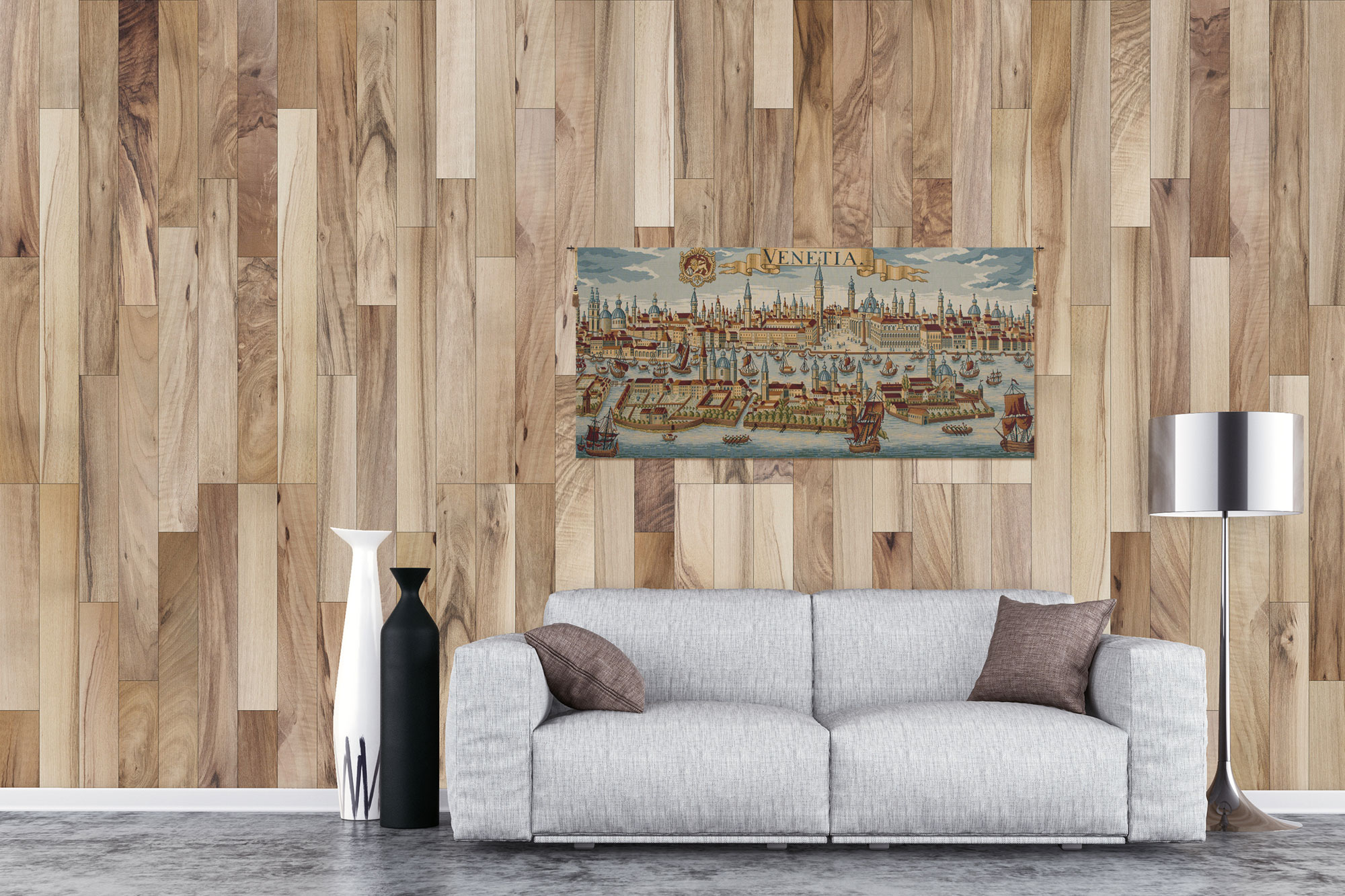 Venice Ancient Map Italian Tapestry Wall Hanging 24x54 Inch Cotton Jacquard Woven Wall Tapestry