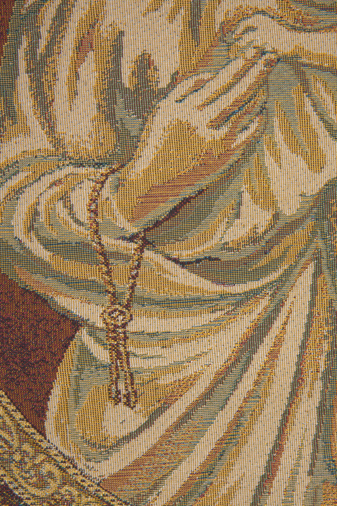 Nino Pisano Madonna from Trapani Religious Tapestry Wall Hanging 24 x 18 in Christian Jacquard Woven Art