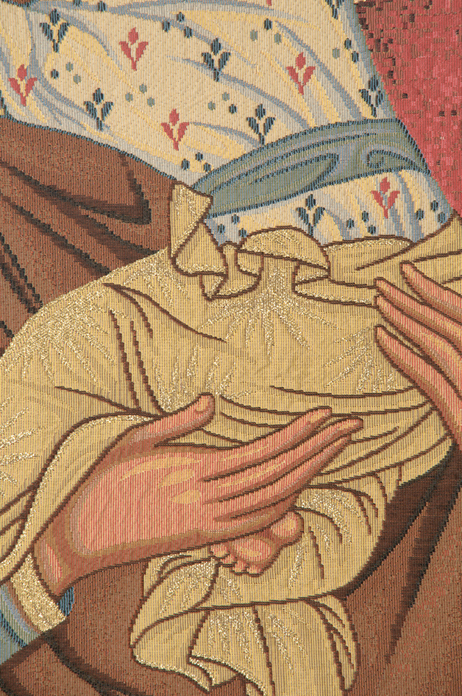 Icon Madonna Tapestry Wall Hanging 17 x 12 Brown Religious Christian Jacquard Woven European Wall Decor