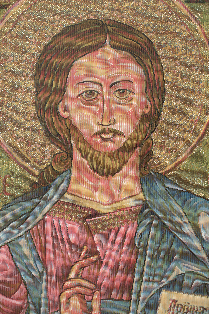 Christ Pantocrator Icon Italian Tapestry Wall Hanging 13 x 15 Inch Religious Christian Jacquard Woven Wall Art