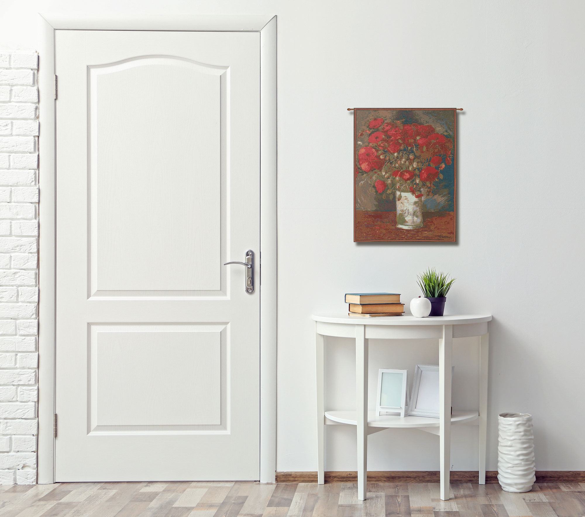 Vincent Van Gogh Poppies Vintage Tapestry Wall Hanging 25 x 18 in Floral Jacquard Woven Fine Art Decor