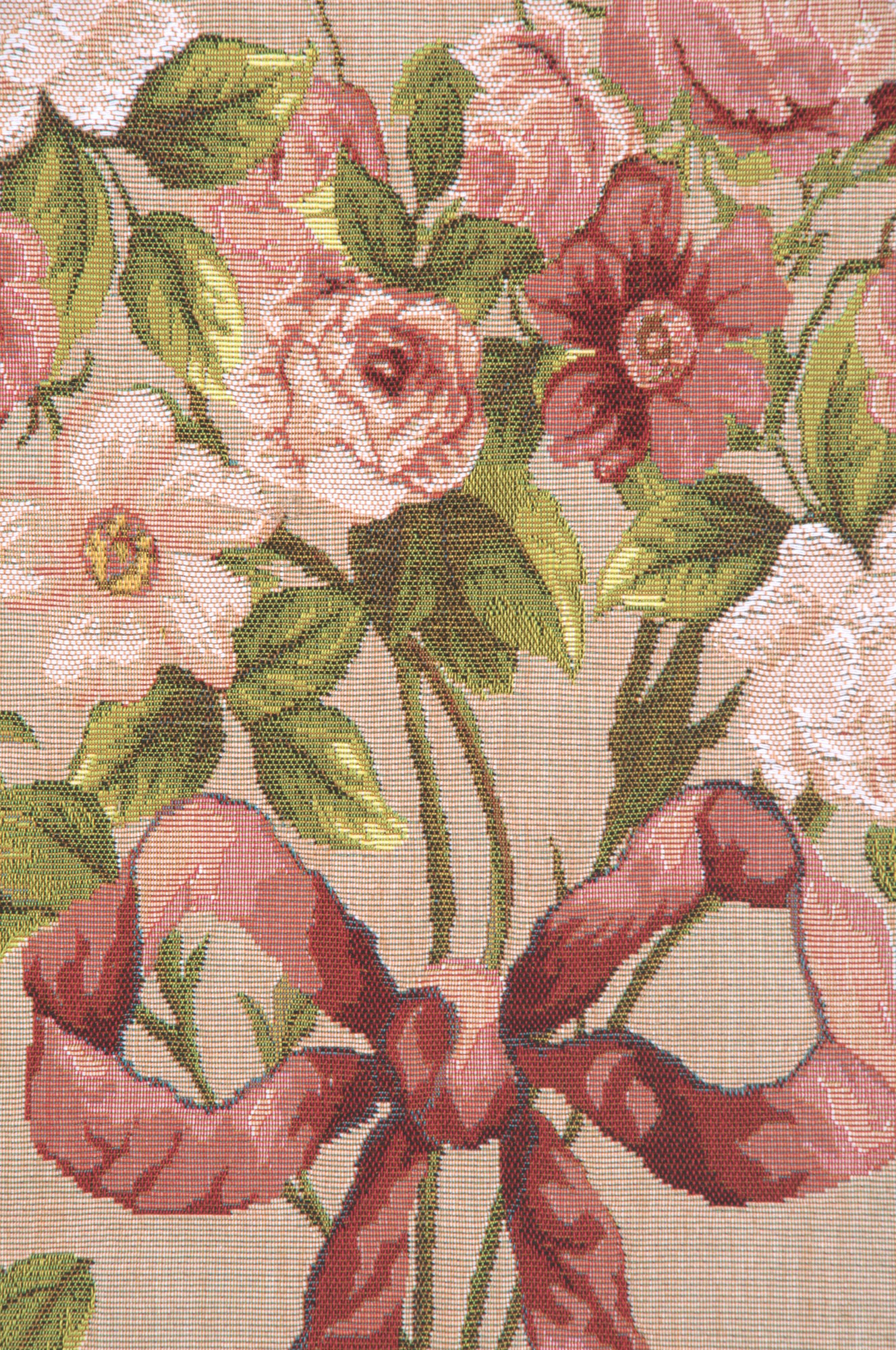Floral Bouquet De Roses Tapestry Pillow Cover 19x19 Inch Cotton Jacquard Woven Cushion Cover