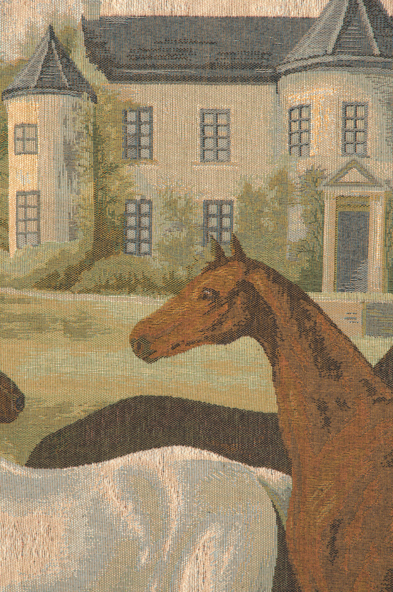 Friedrich Wilhelm Keyl Five English Horses Tapestry Wall Hanging 42 x 58 in Equestrian Jacquard Woven Decor