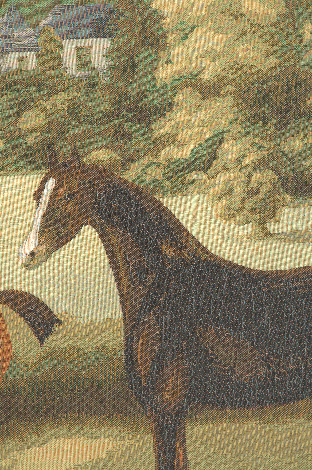 Friedrich Wilhelm Keyl Five English Horses Tapestry Wall Hanging 42 x 58 in Equestrian Jacquard Woven Decor