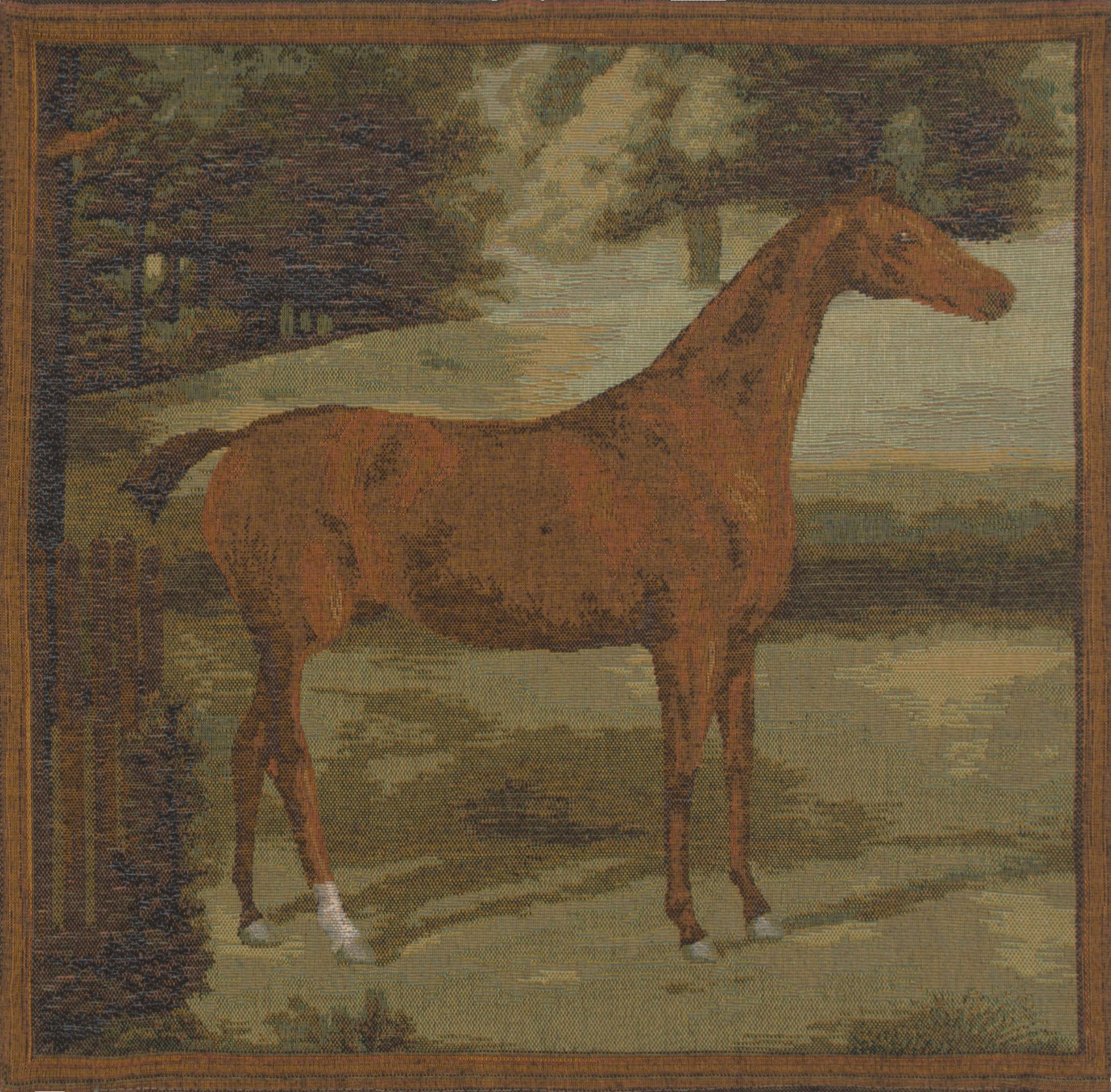 John Boultbee Alezan Horse Tapestry Pillow Cover 19x19 Inch Cotton Jacquard Woven Cushion Cover