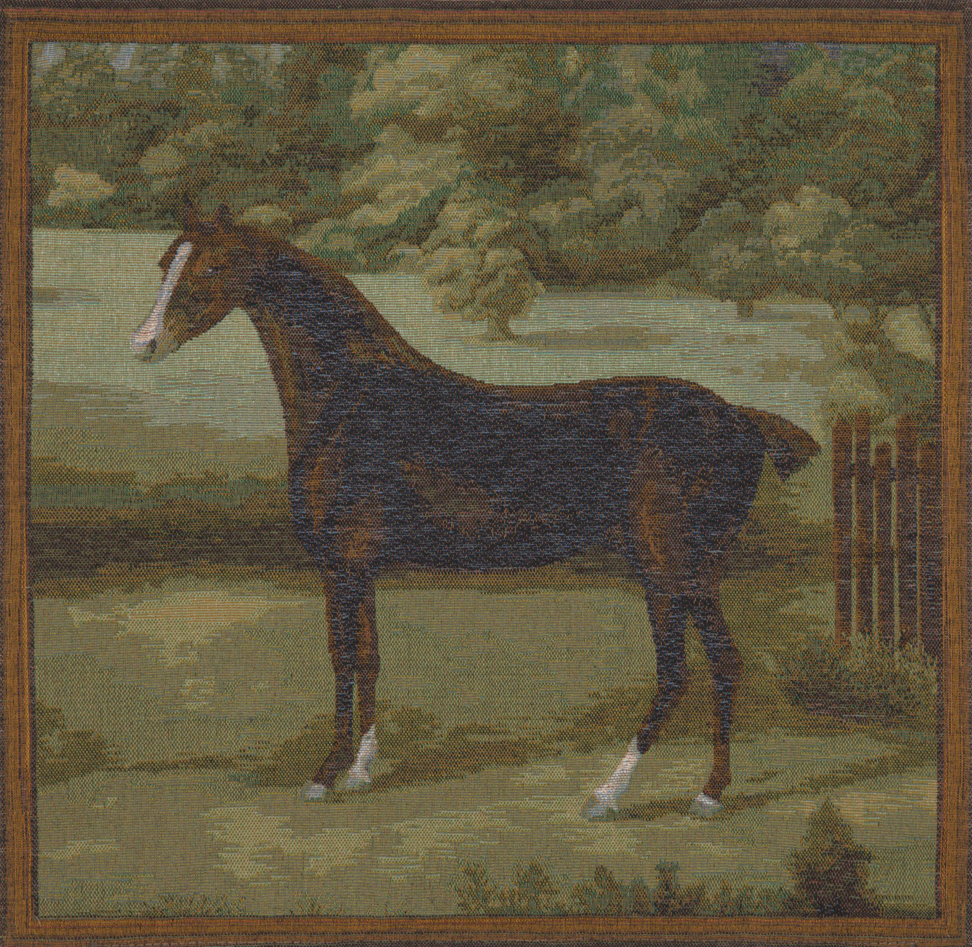 John Boultbee Black Horse Tapestry Pillow Cover 19x19 Inch Cotton Jacquard Woven Cushion Cover