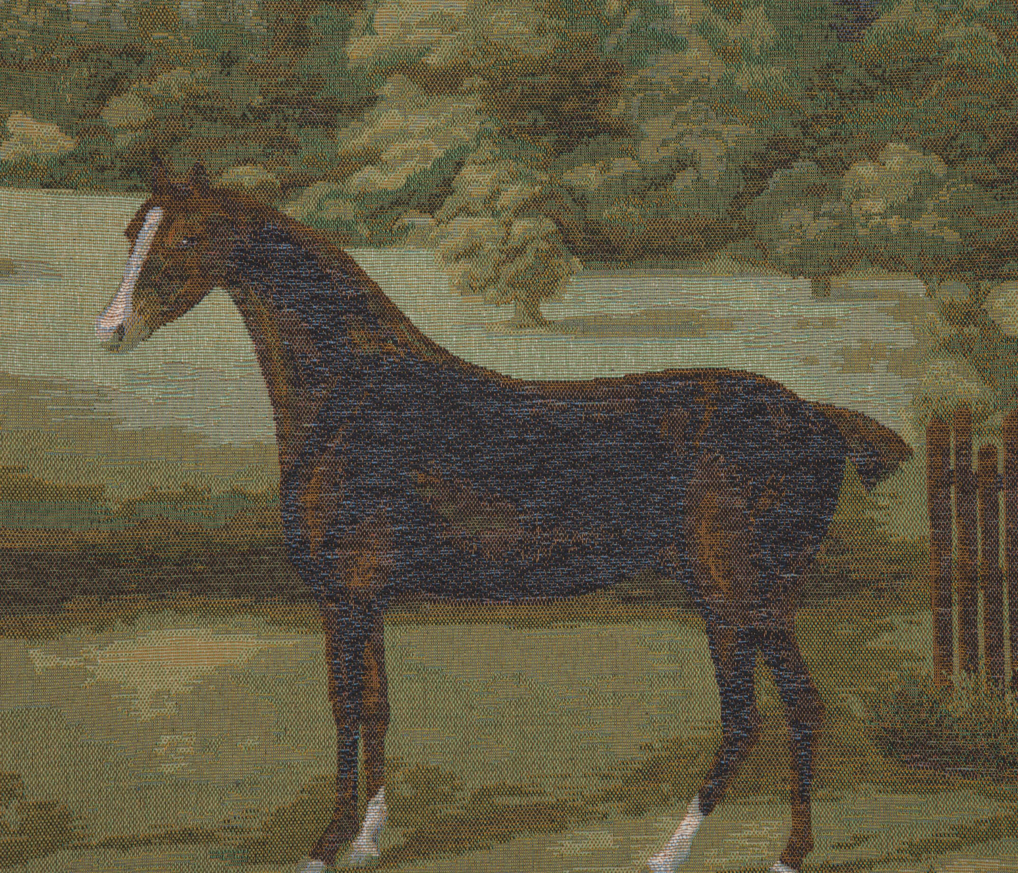 John Boultbee Black Horse Tapestry Pillow Cover 19x19 Inch Cotton Jacquard Woven Cushion Cover