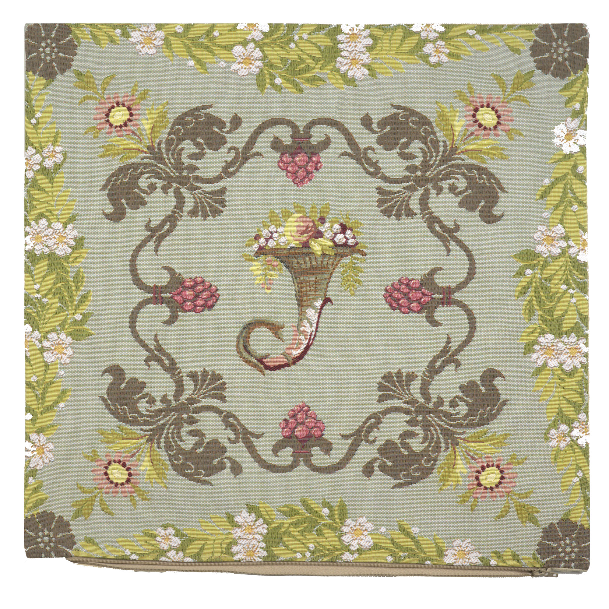Floral Josephine Tapestry Pillow Cover 19x19 Inch Cotton Jacquard Woven Cushion Cover