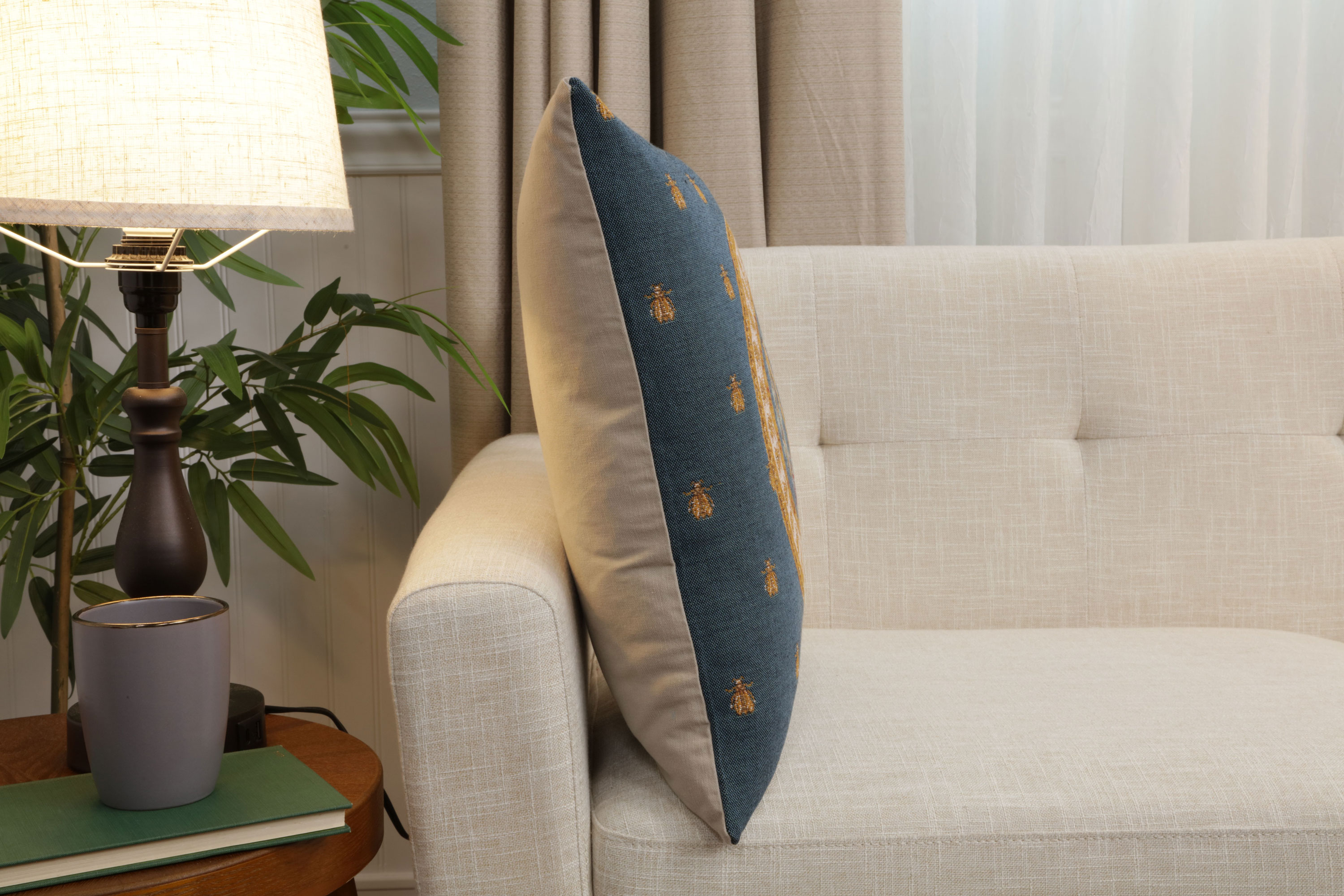French Decorative Blue Tapestry Pillow Cover 18x18 Inch Cotton Jacquard Woven Cushion Cover