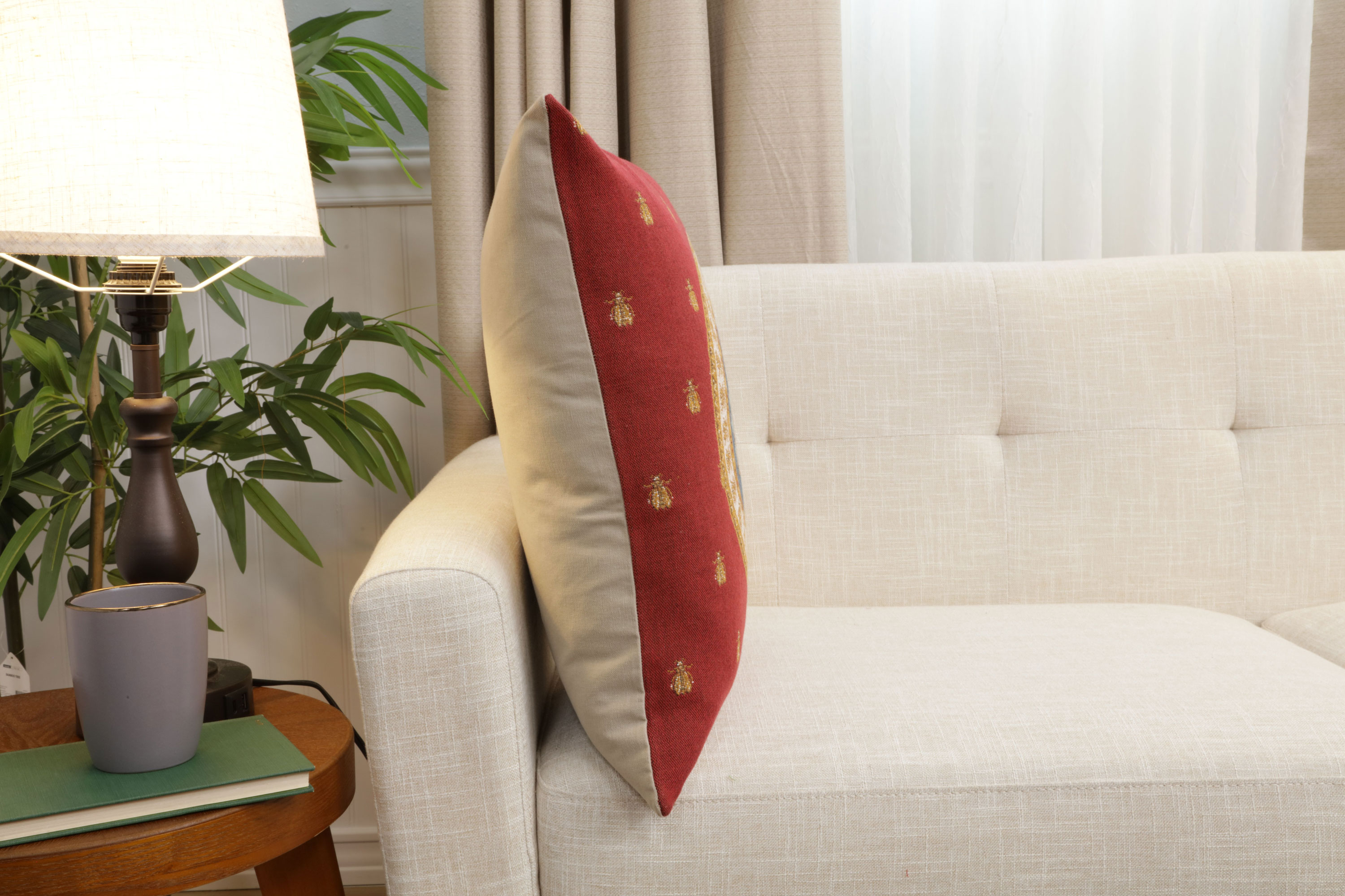 French Decorative Red Tapestry Pillow Cover 18x18 Inch Cotton Jacquard Woven Cushion Cover