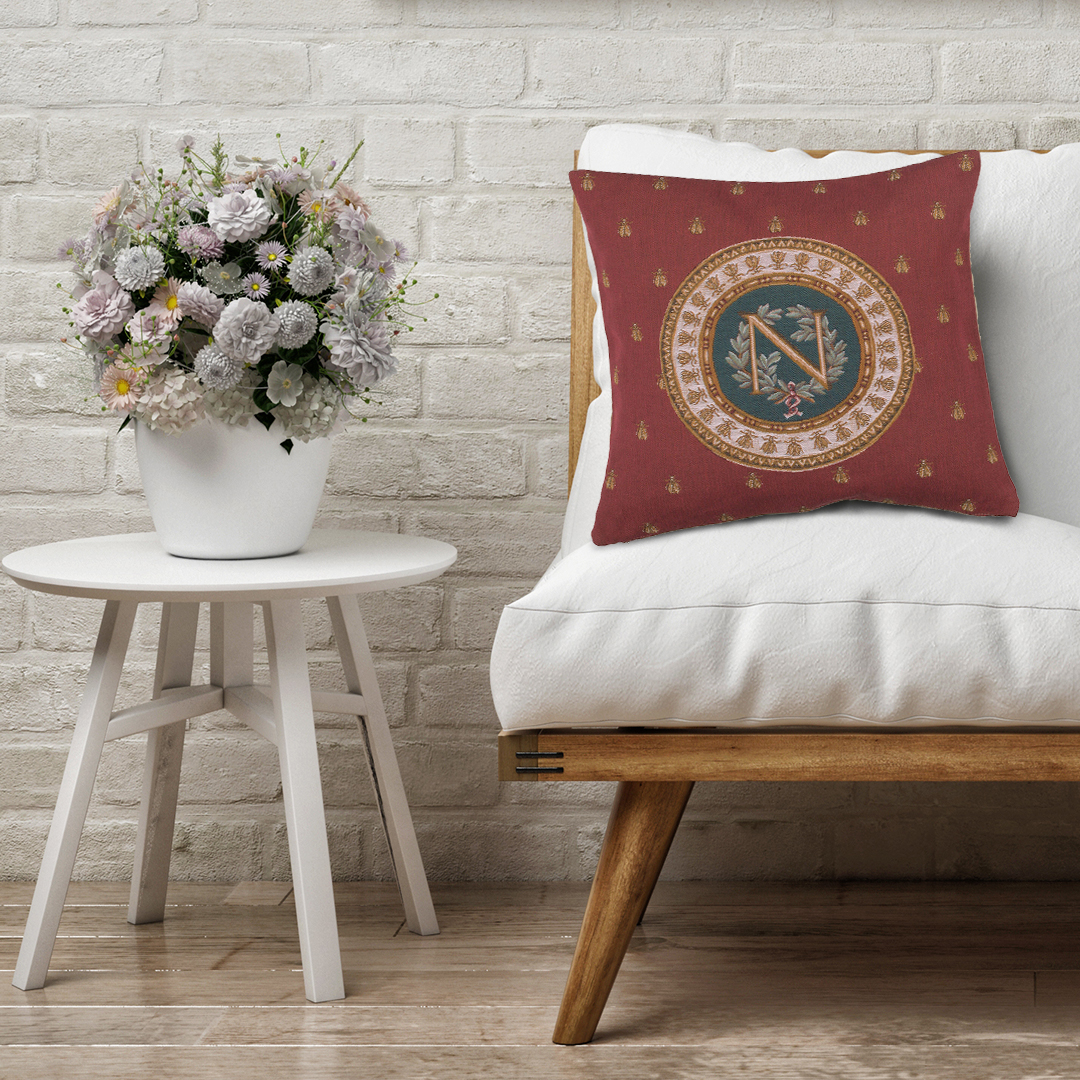 French Decorative Red Tapestry Pillow Cover 18x18 Inch Cotton Jacquard Woven Cushion Cover