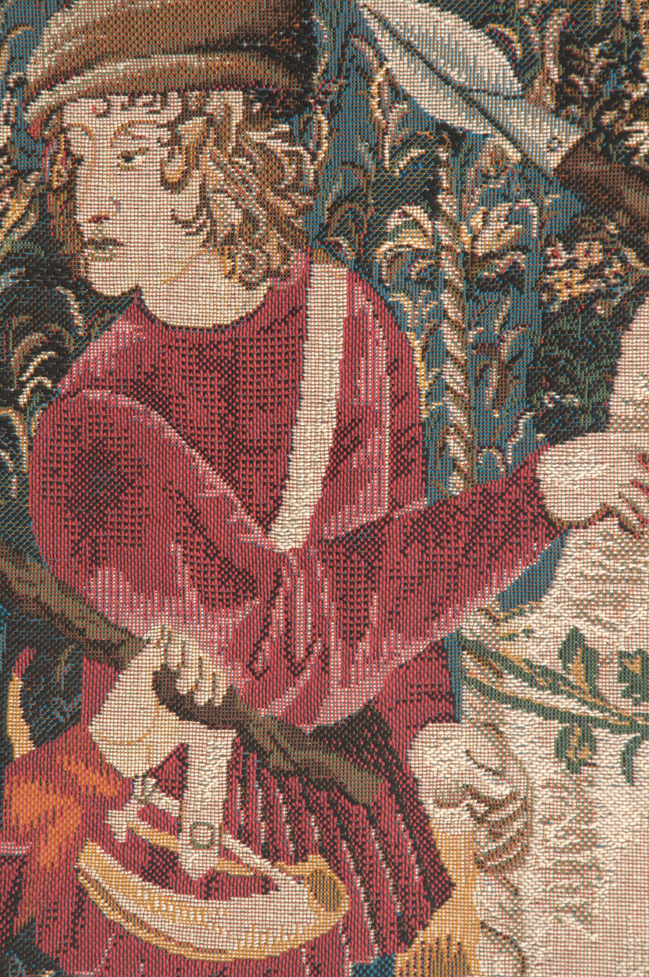Medieval Death of the Unicorn Vintage Tapestry Wall Hanging 28 x 28 in Jacquard Woven Castle Decor
