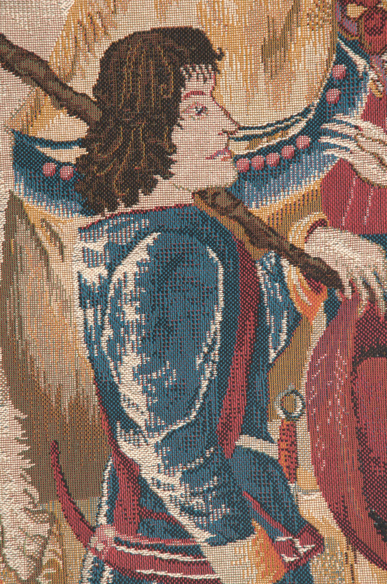 Medieval Death of the Unicorn Vintage Tapestry Wall Hanging 28 x 28 in Jacquard Woven Castle Decor