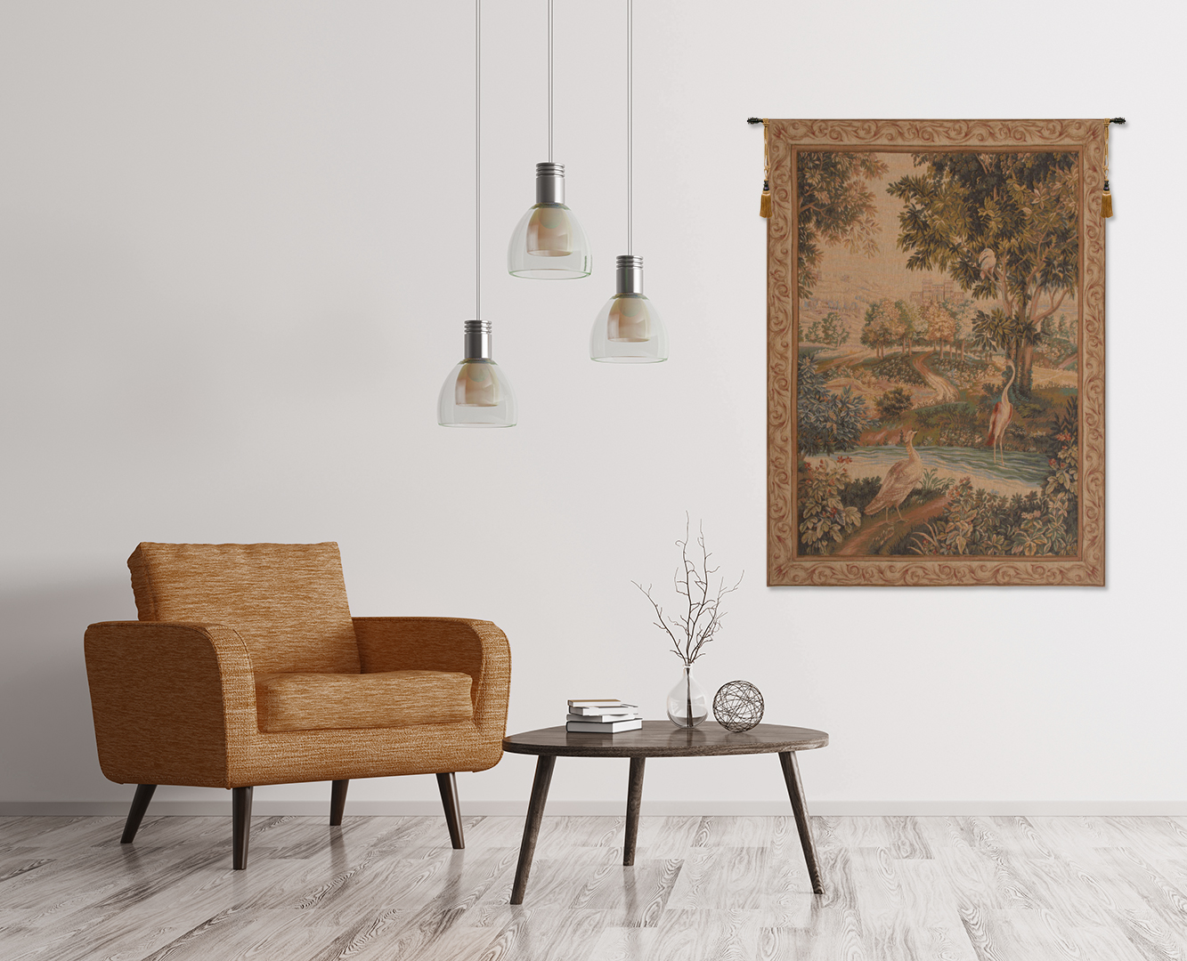 Verdure Aux Oiseaux I French Tapestry Wall Hanging 58 x 43 Inch Birds Woodland Jacquard Woven European Decor