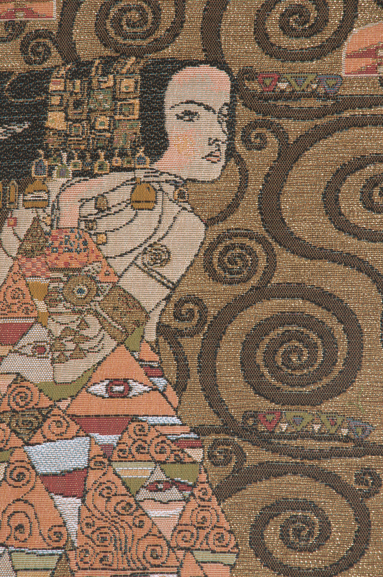 Gustav Klimt L'Attente a Gauche Vintage Tapestry Wall Hanging 38 x 18 in Art Nouveau Jacquard Woven Decor