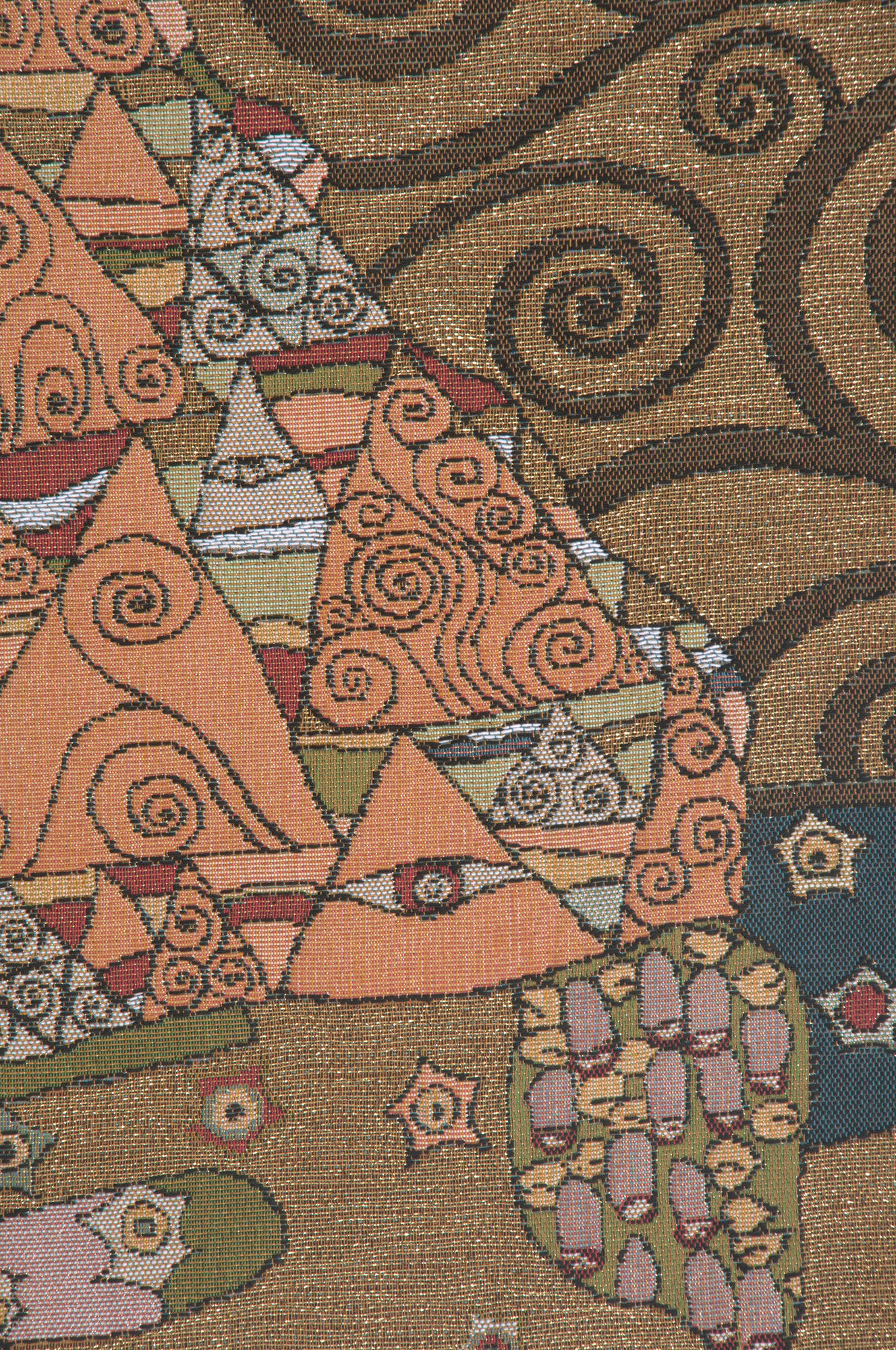 Gustav Klimt L'Attente a Gauche Vintage Tapestry Wall Hanging 38 x 18 in Art Nouveau Jacquard Woven Decor