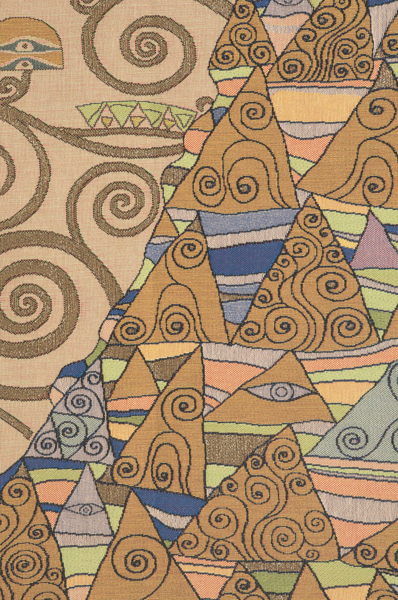 Gustav Klimt L'Attente Droite Clair Vintage Tapestry Wall Hanging 38 x 18 in Art Nouveau Jacquard Woven Decor
