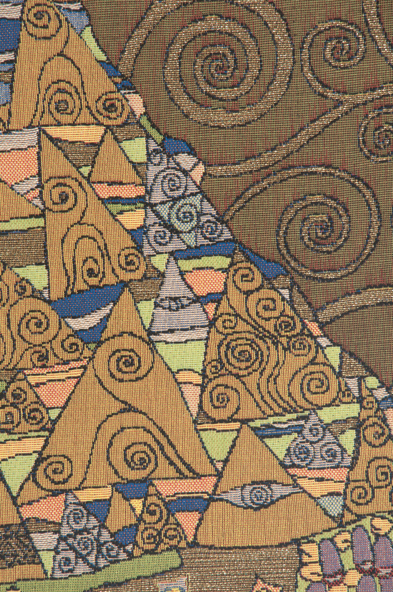 L'Attente Klimt a Gauche Fonce French Wall Tapestry 38x18 Art Nouveau Jacquard Woven Gustav Klimt Decor