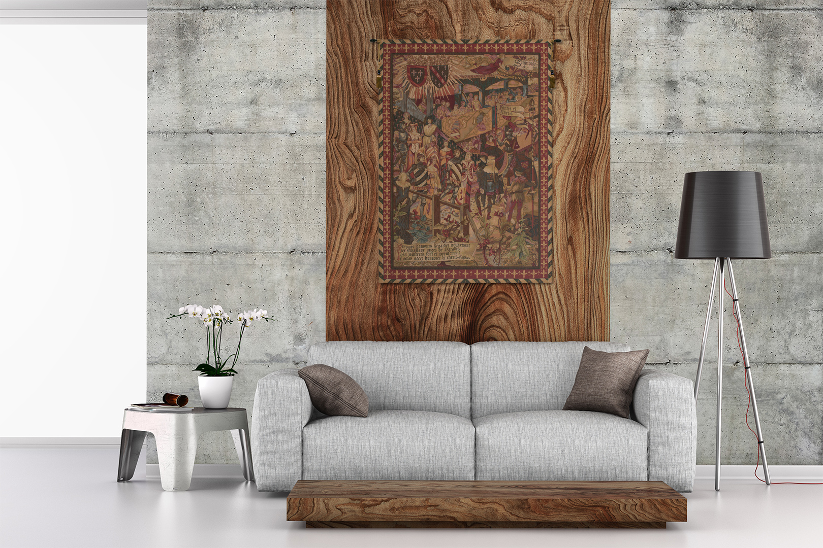 Jean-Paul Laurens Le Tournai Medieval Tapestry Wall Hanging 58 x 42 in Knights Tournament Jacquard Woven Decor