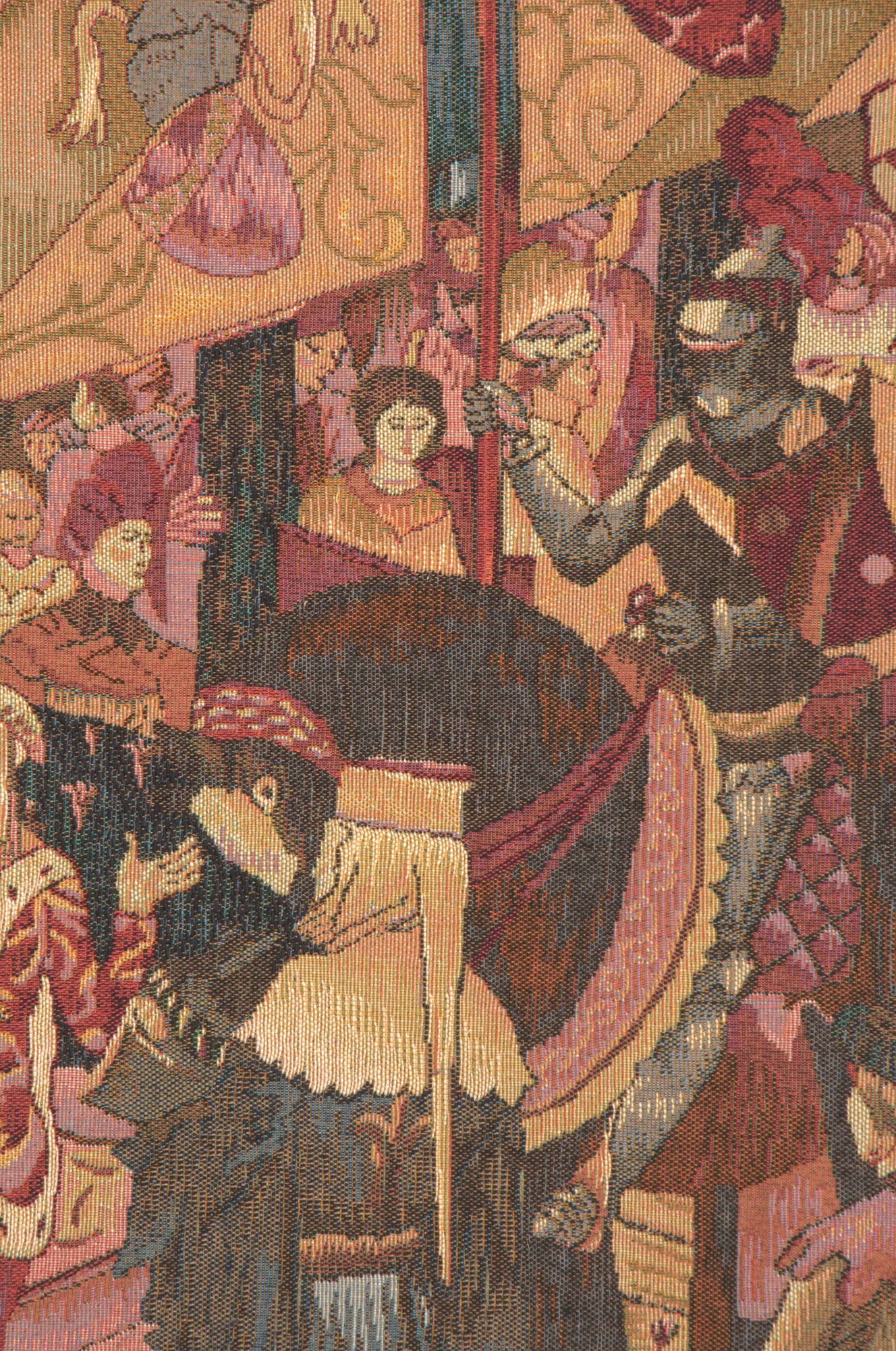 Jean-Paul Laurens Le Tournai Medieval Tapestry Wall Hanging 59 x 83 in Knights Tournament Jacquard Woven Decor