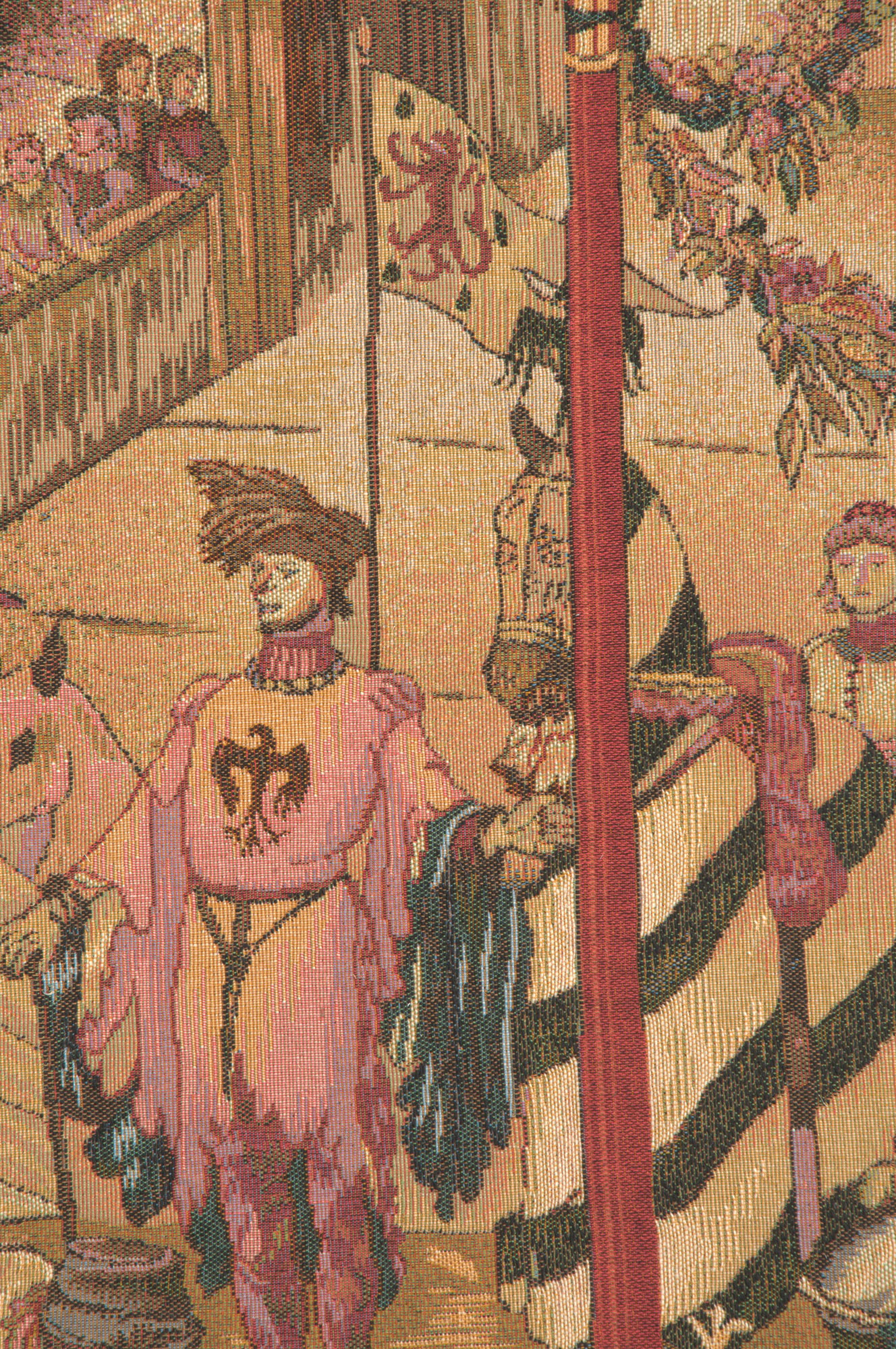Jean-Paul Laurens Le Tournai Medieval Tapestry Wall Hanging 59 x 83 in Knights Tournament Jacquard Woven Decor