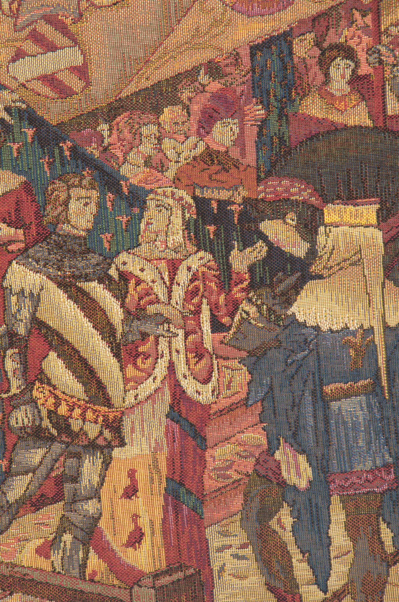 Medieval Le Tournai I Vintage Tapestry Wall Hanging 28 x 40 in Knights Tournament Jacquard Woven Decor