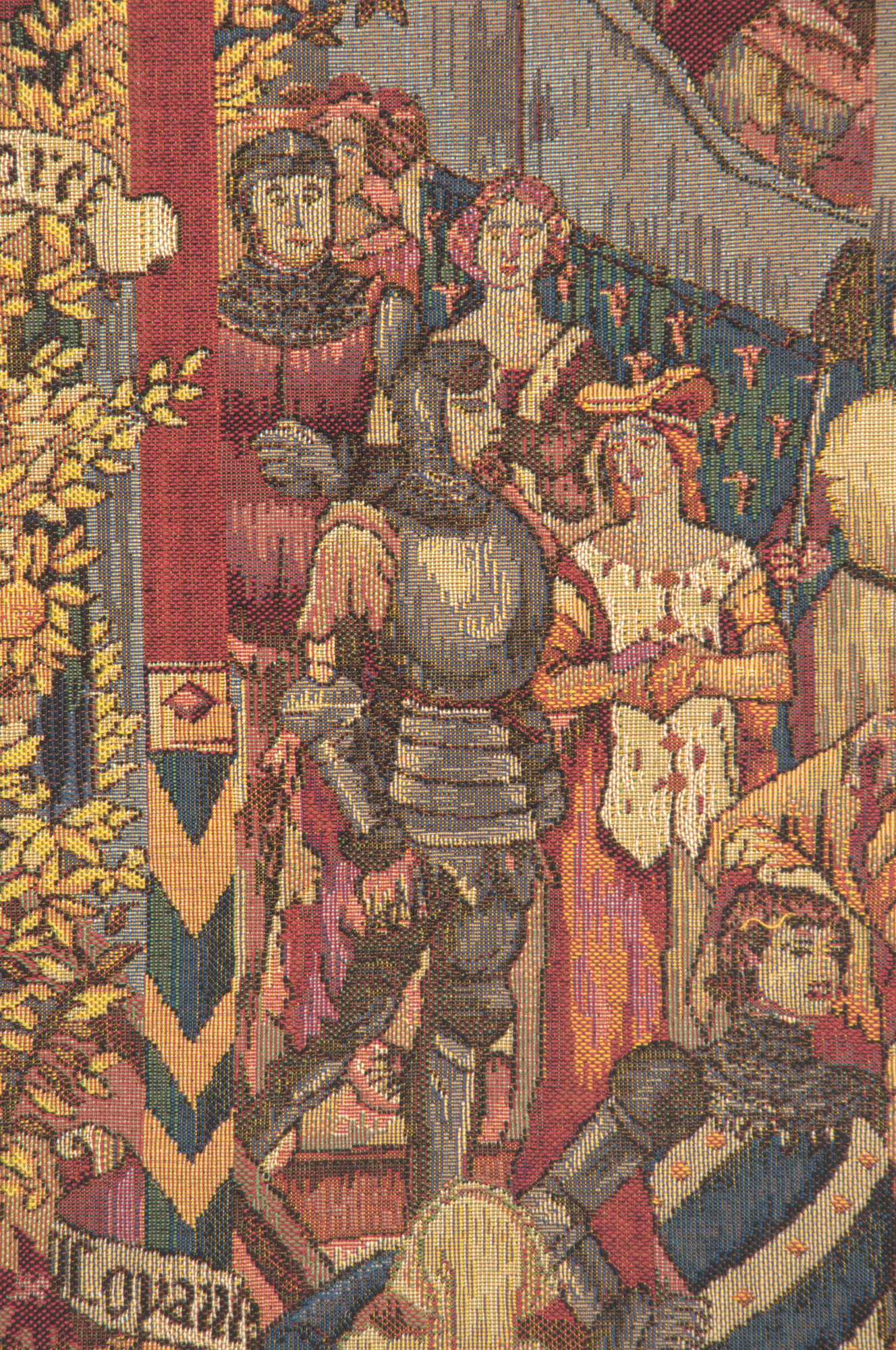 Medieval Le Tournai I Vintage Tapestry Wall Hanging 28 x 40 in Knights Tournament Jacquard Woven Decor