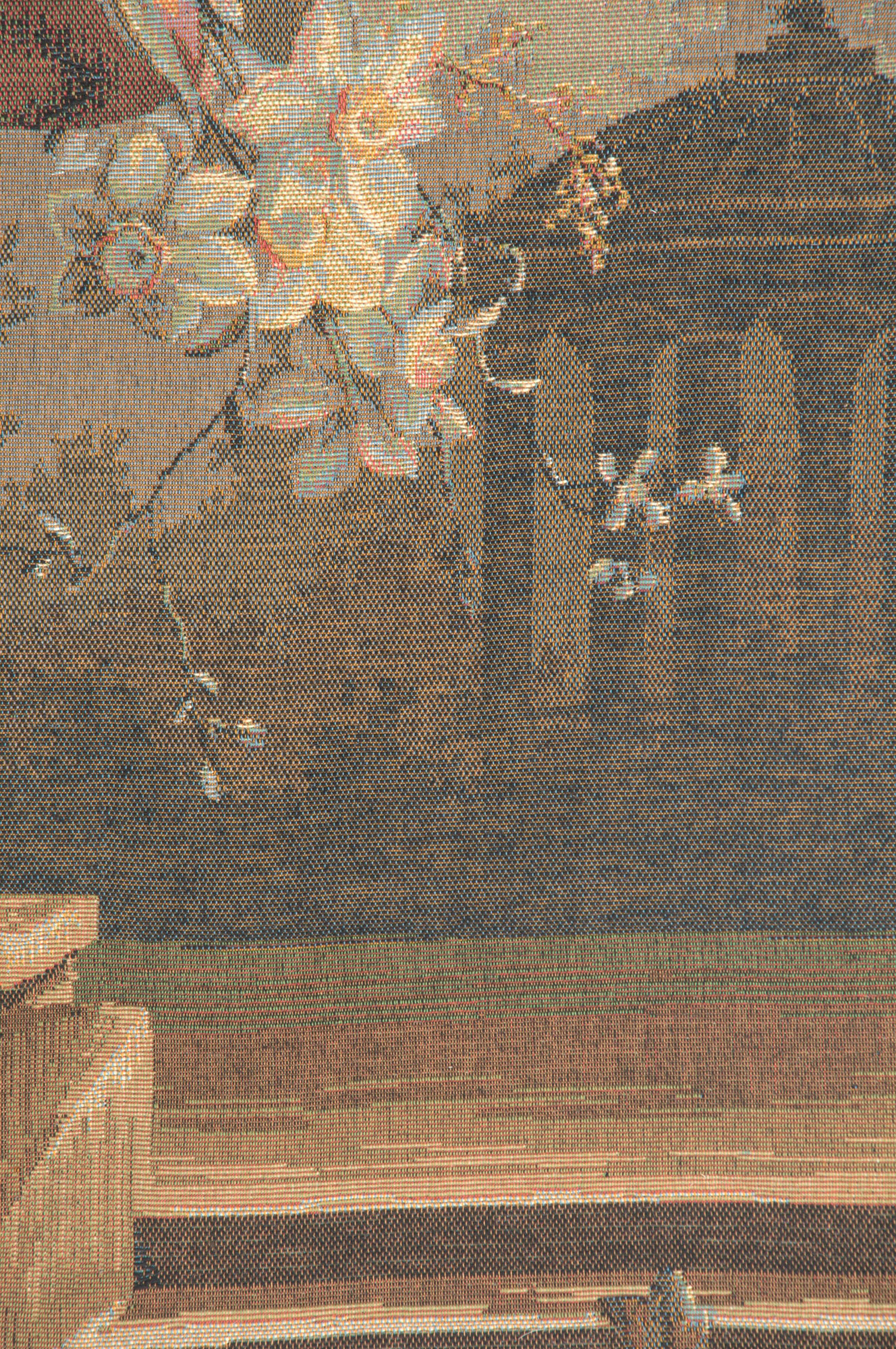 Bouquet at the Gazebo French Tapestry Wall Hanging 28x28 Inch Cotton Jacquard Woven Wall Tapestry
