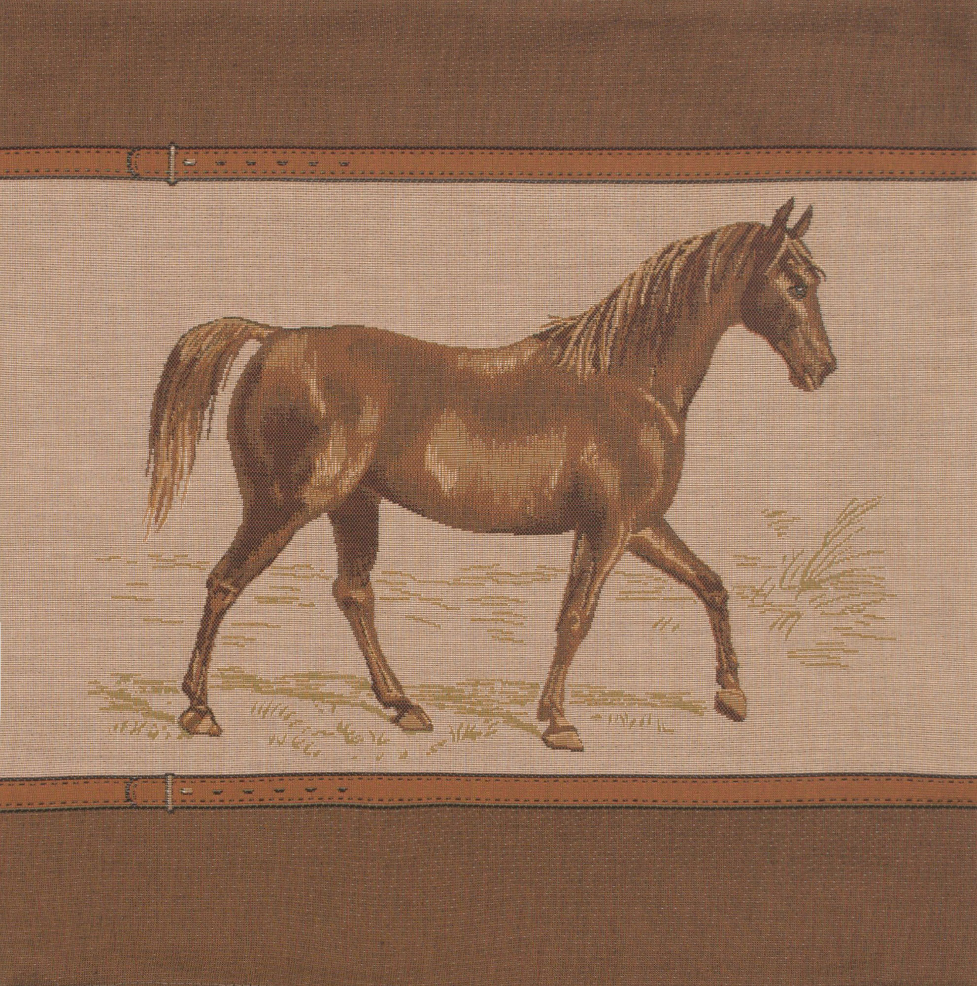 John Boultbee Horse Belt Tapestry Pillow Cover 19x19 Inch Cotton Jacquard Woven Cushion Cover