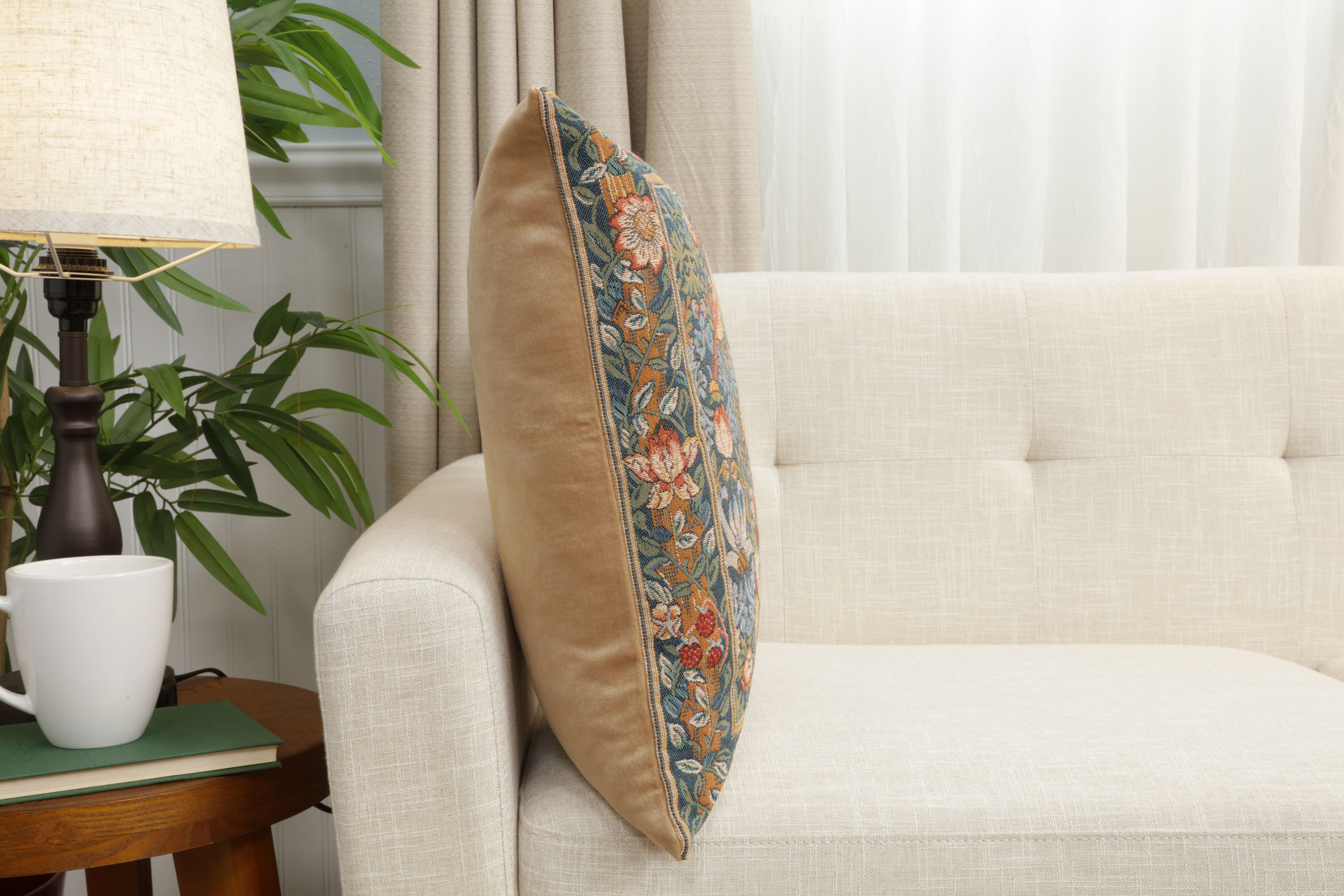 Birds Face to Face Medieval Tapestry Pillow Cover 19x19 inch European Cotton Jacquard Woven Cushion Cover