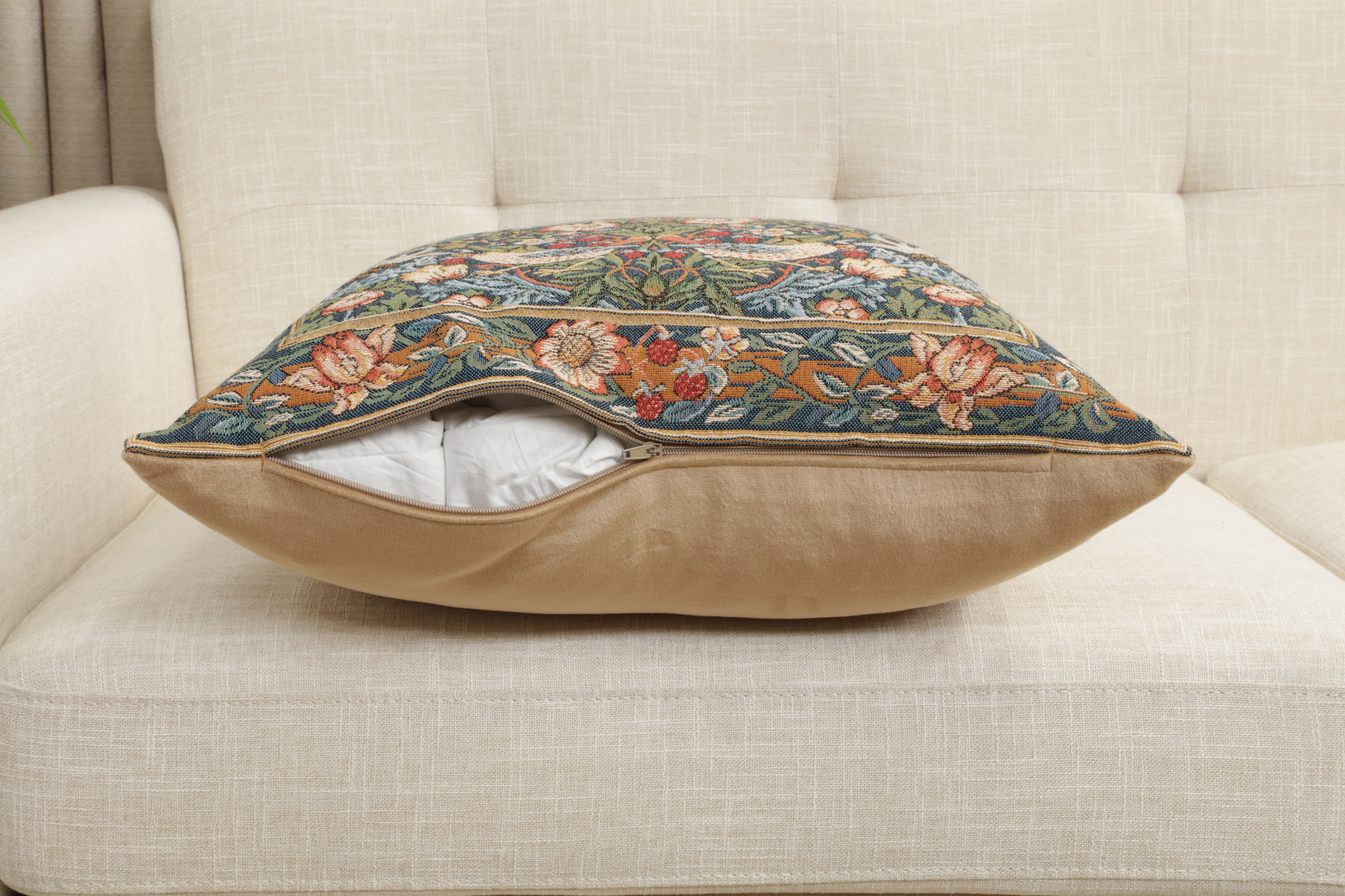 Birds Face to Face Medieval Tapestry Pillow Cover 19x19 inch European Cotton Jacquard Woven Cushion Cover