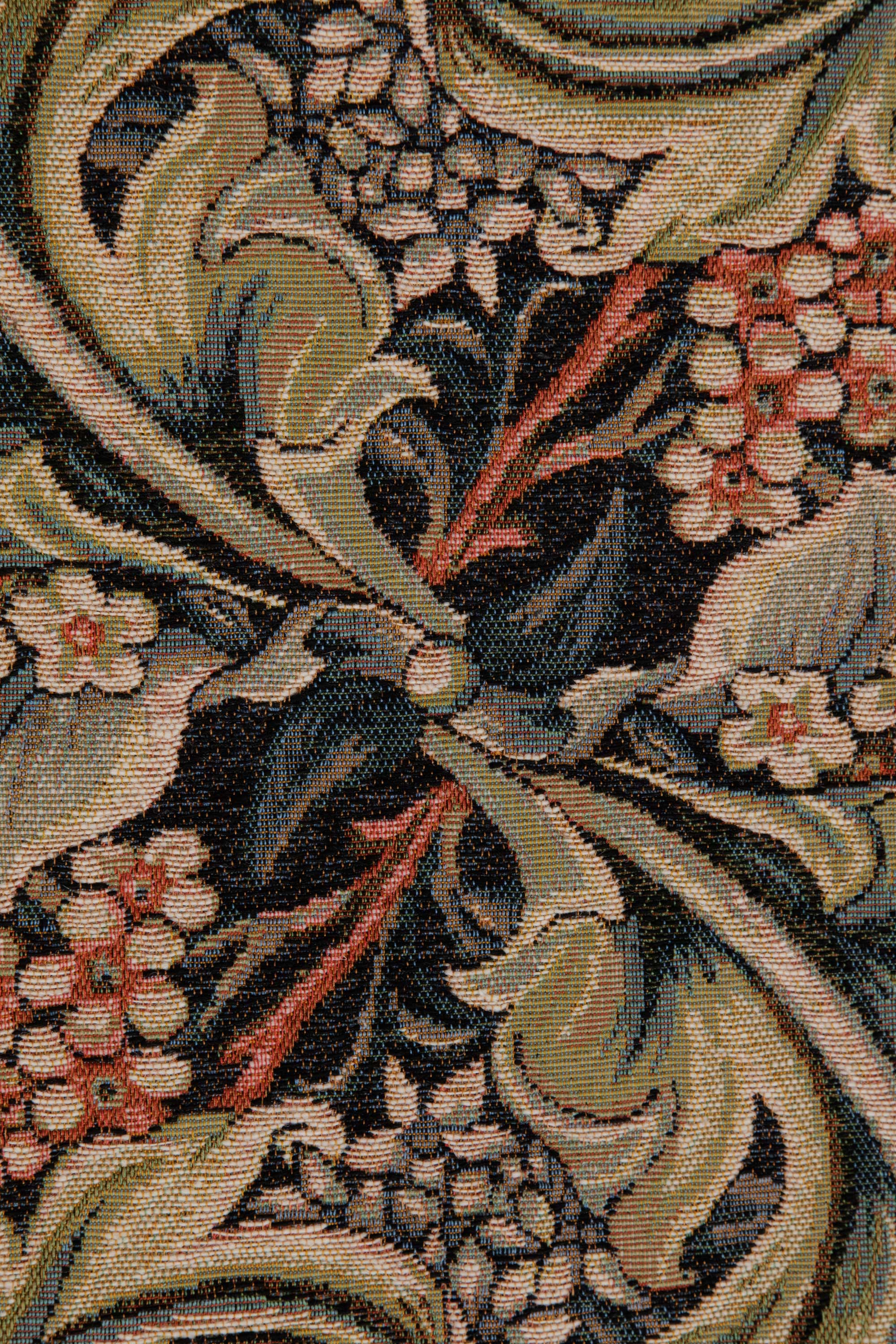 William Morris Green French Tapestry Table Runner | Close Up 1