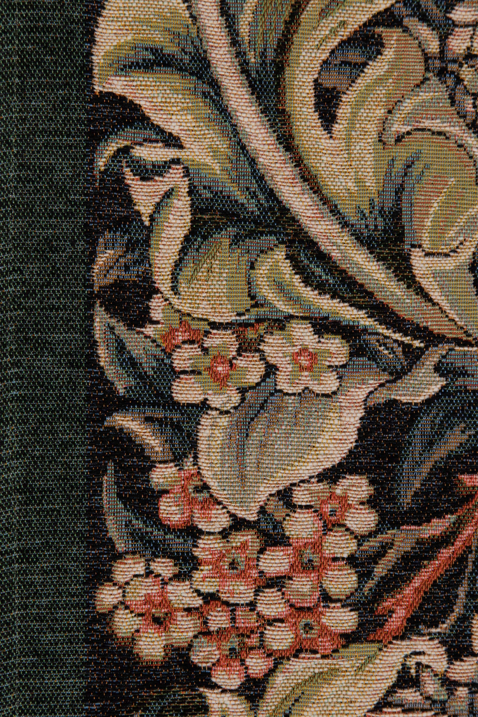 William Morris Green French Tapestry Table Runner | Close Up 2